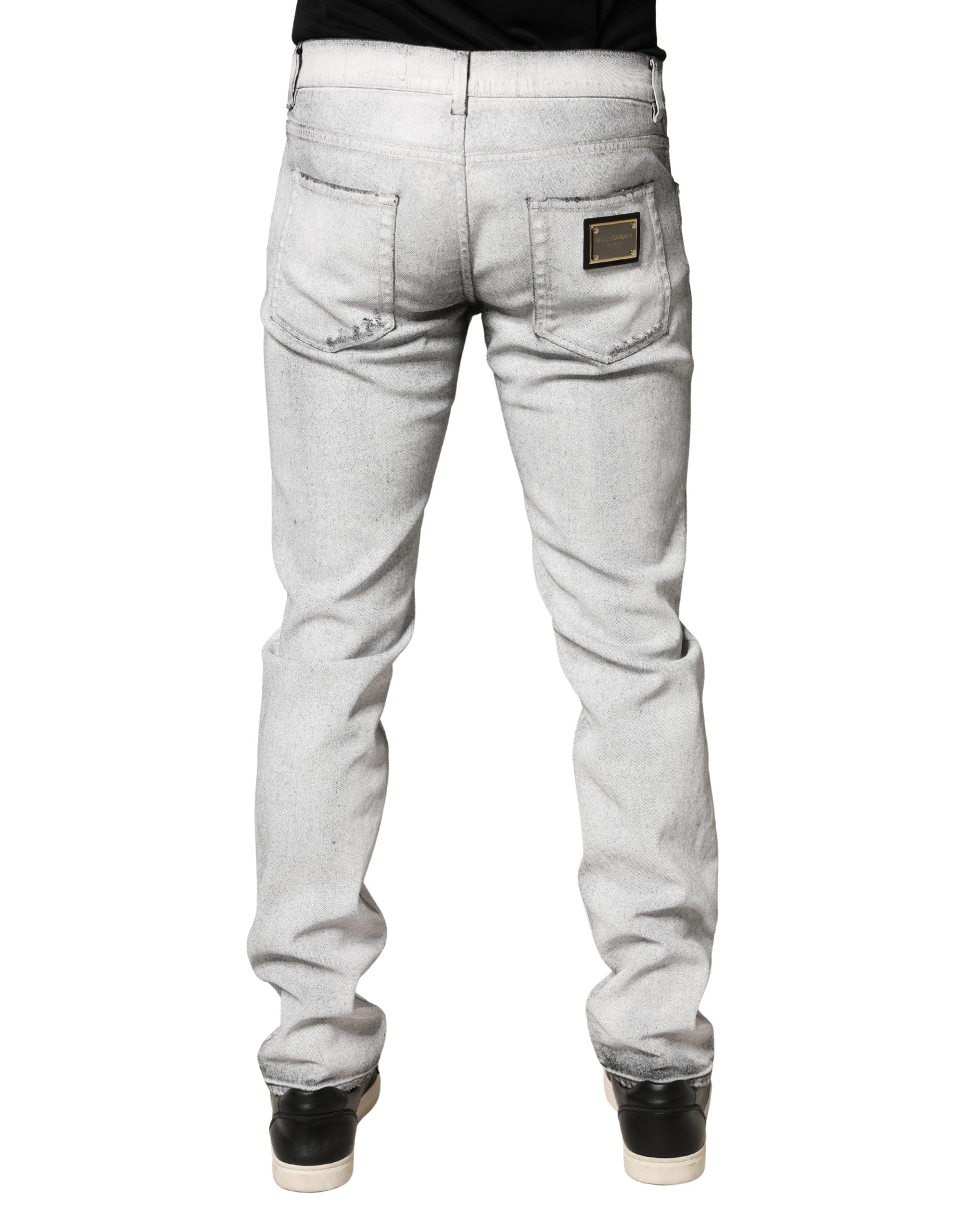 Light Gray Distressed Skinny Men Denim Jeans - ventzia