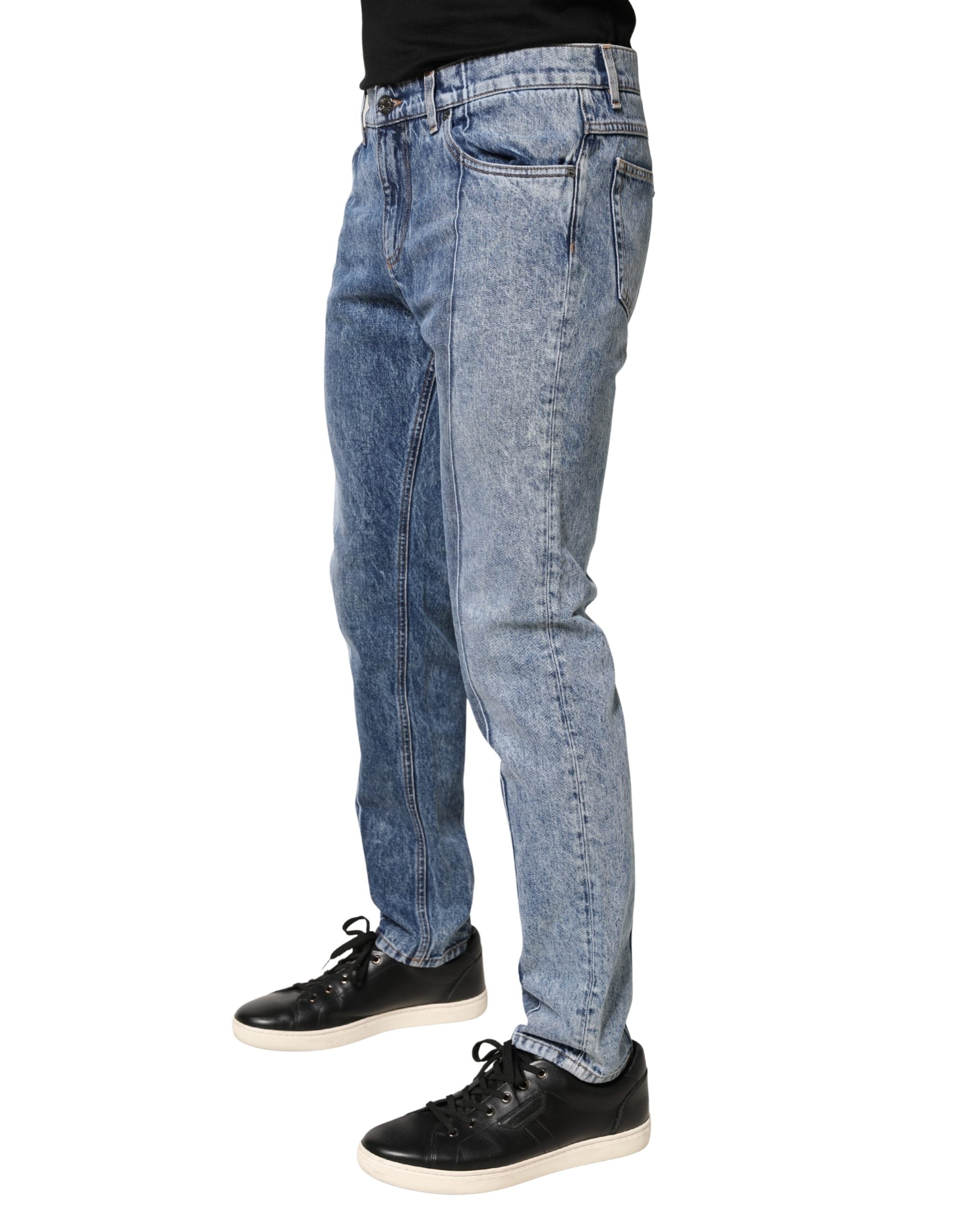 Two Tone Blue Cotton Regular Men Denim Jeans - ventzia
