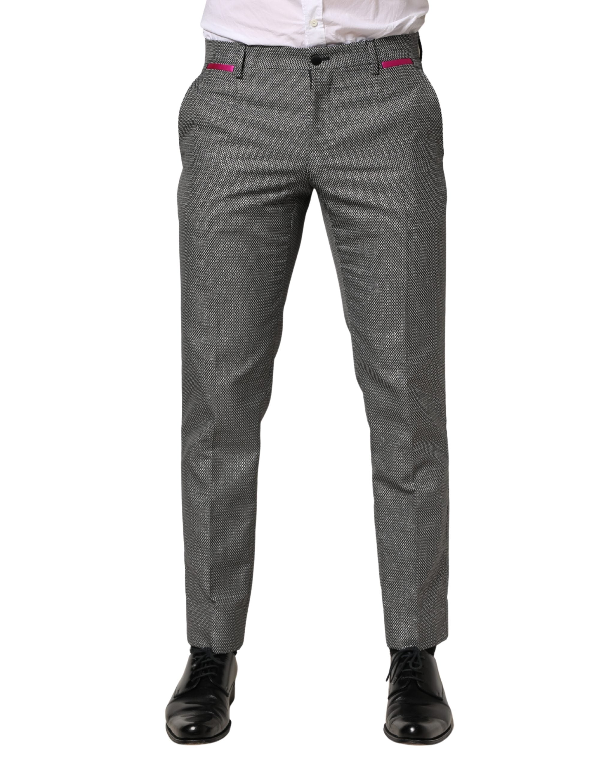 Gray Viscose Skinny Men Dress Trouser Pants - ventzia