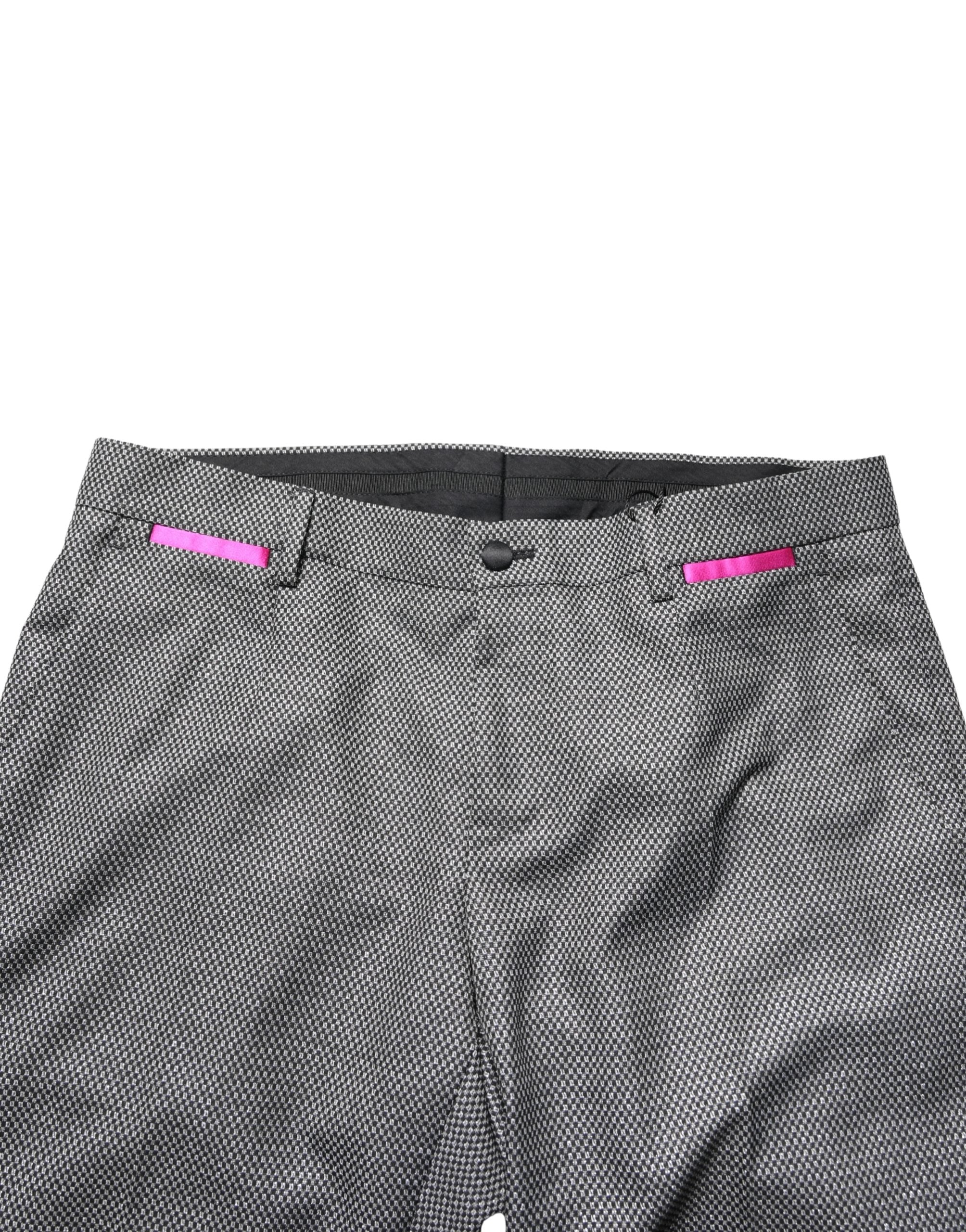 Gray Viscose Skinny Men Dress Trouser Pants - ventzia