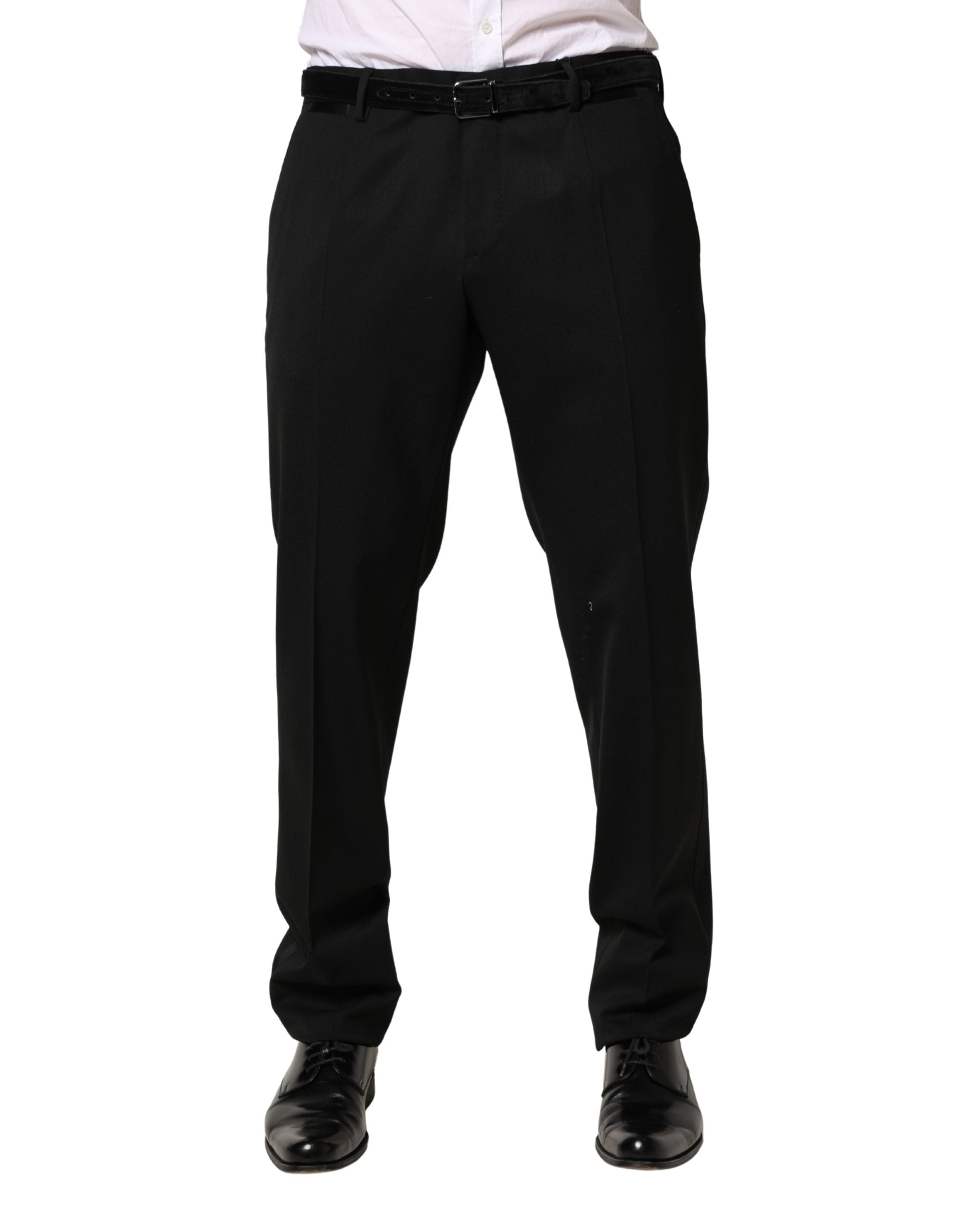 Black Wool Skinny Men Dress Trouser Pants - ventzia