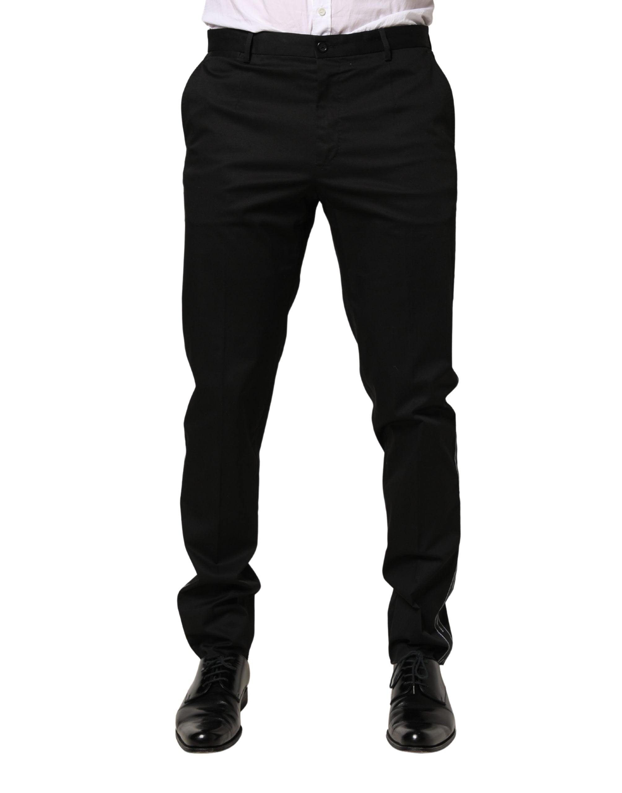 Black Cotton Skinny Men Dress Trouser Pants - ventzia