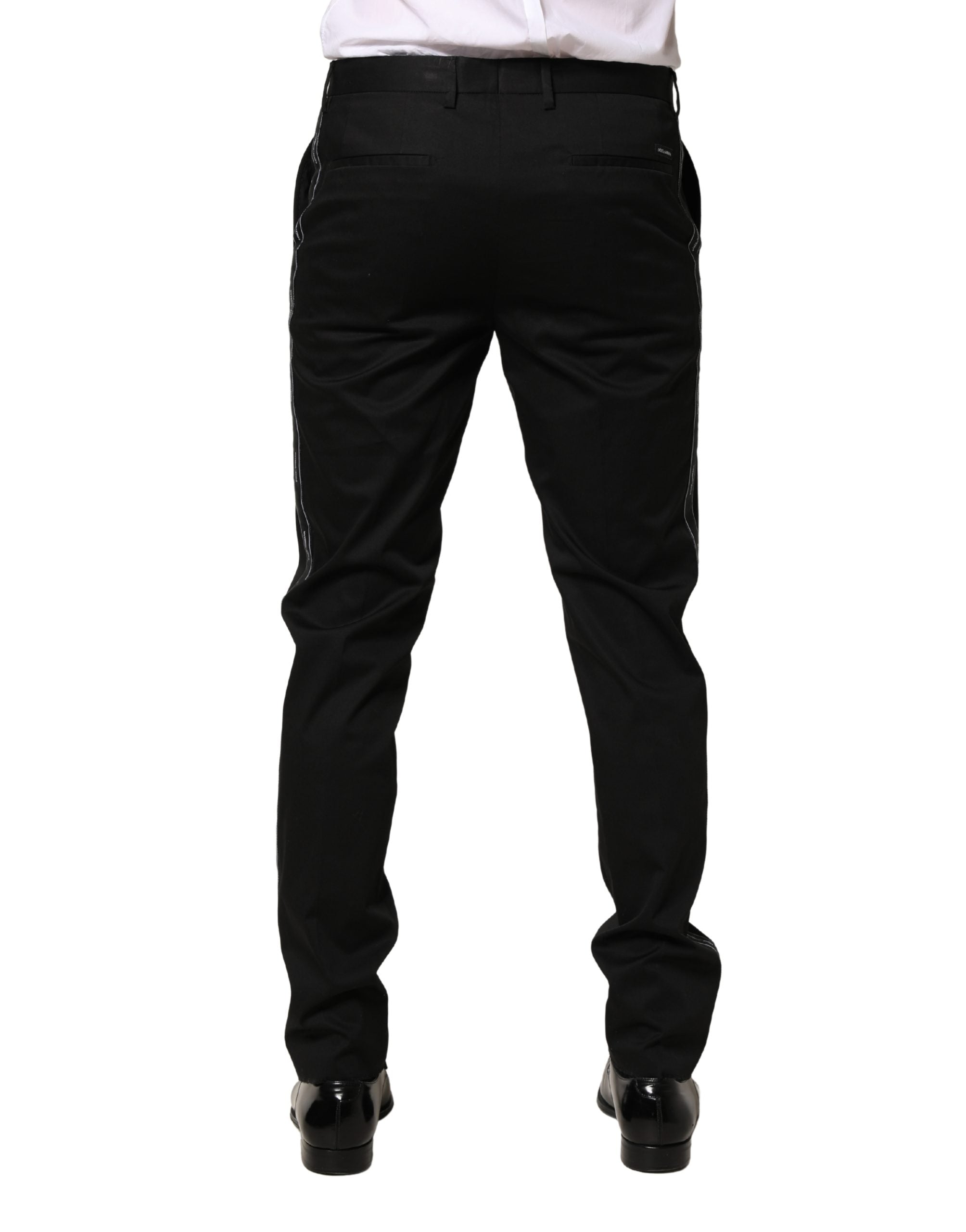 Black Cotton Skinny Men Dress Trouser Pants - ventzia