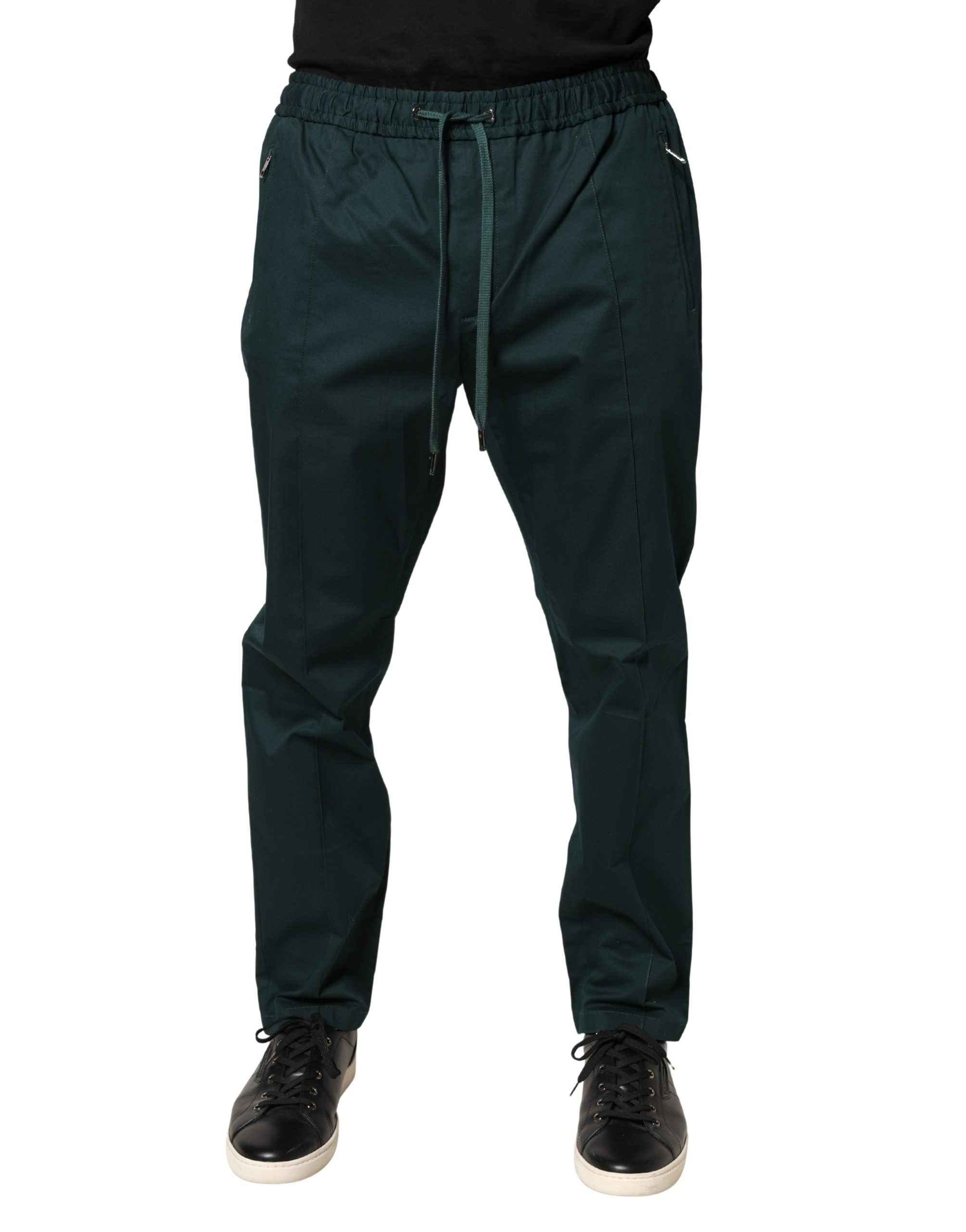 Green Cotton Skinny Men Jogger Trouser Pants - ventzia