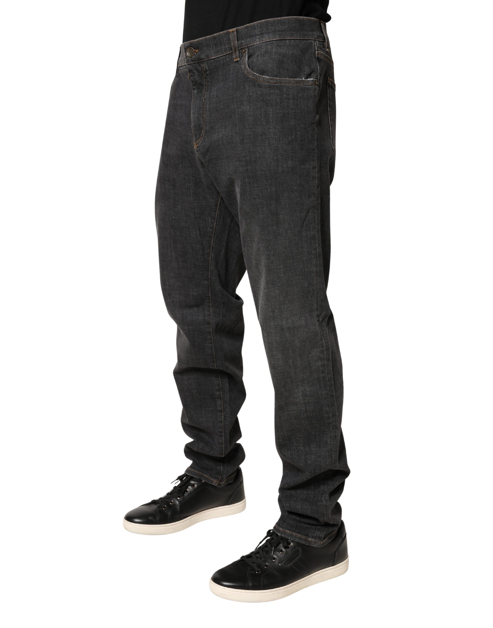 Dark Gray Slim Fit Cotton Men Denim Jeans - ventzia