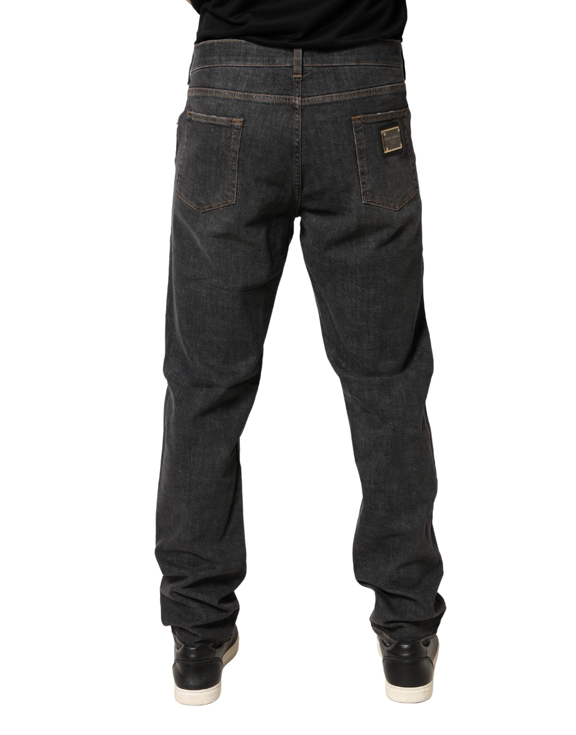 Dark Gray Slim Fit Cotton Men Denim Jeans - ventzia