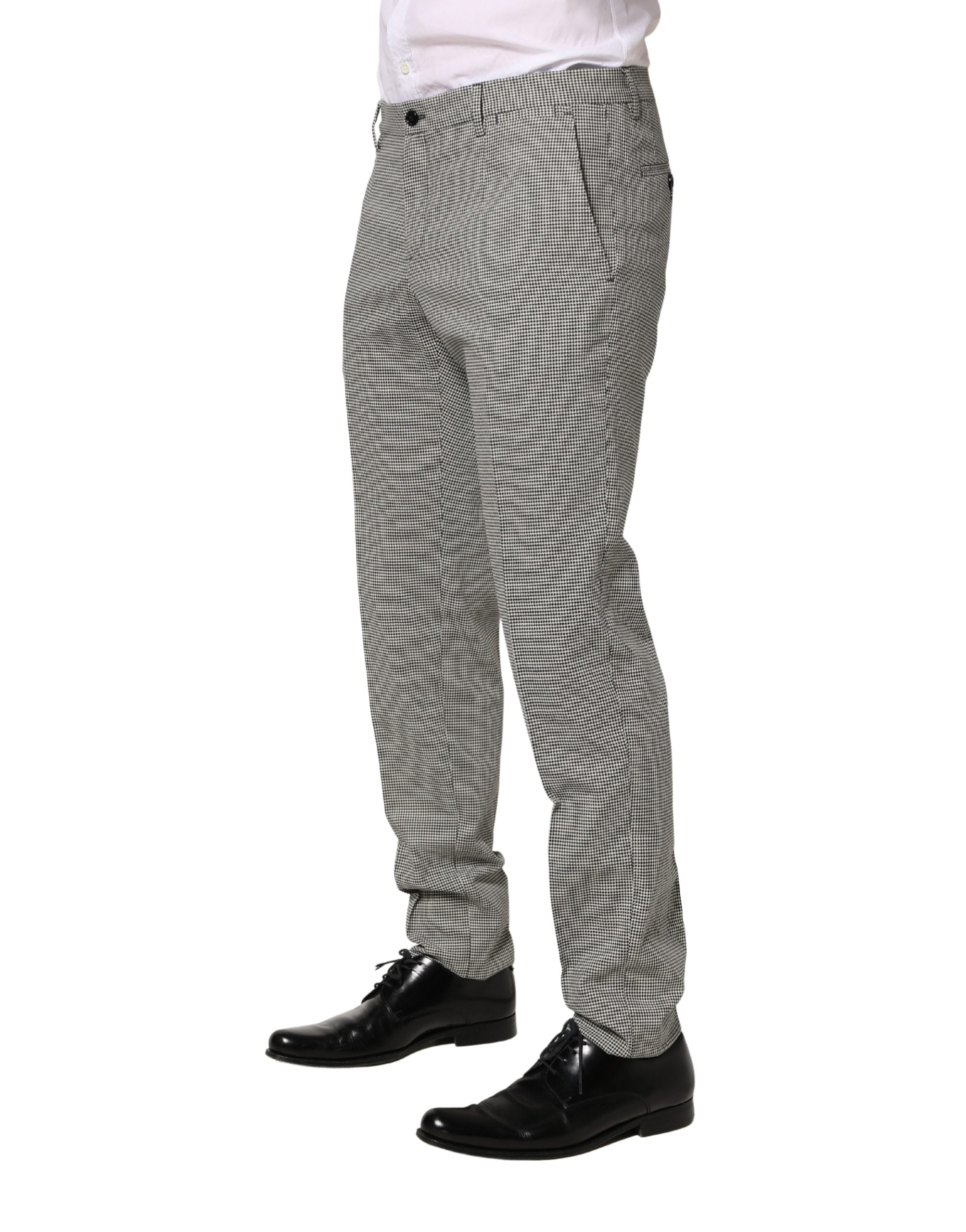 Gray Cotton Skinny Dress Formal Trouser Pants - ventzia
