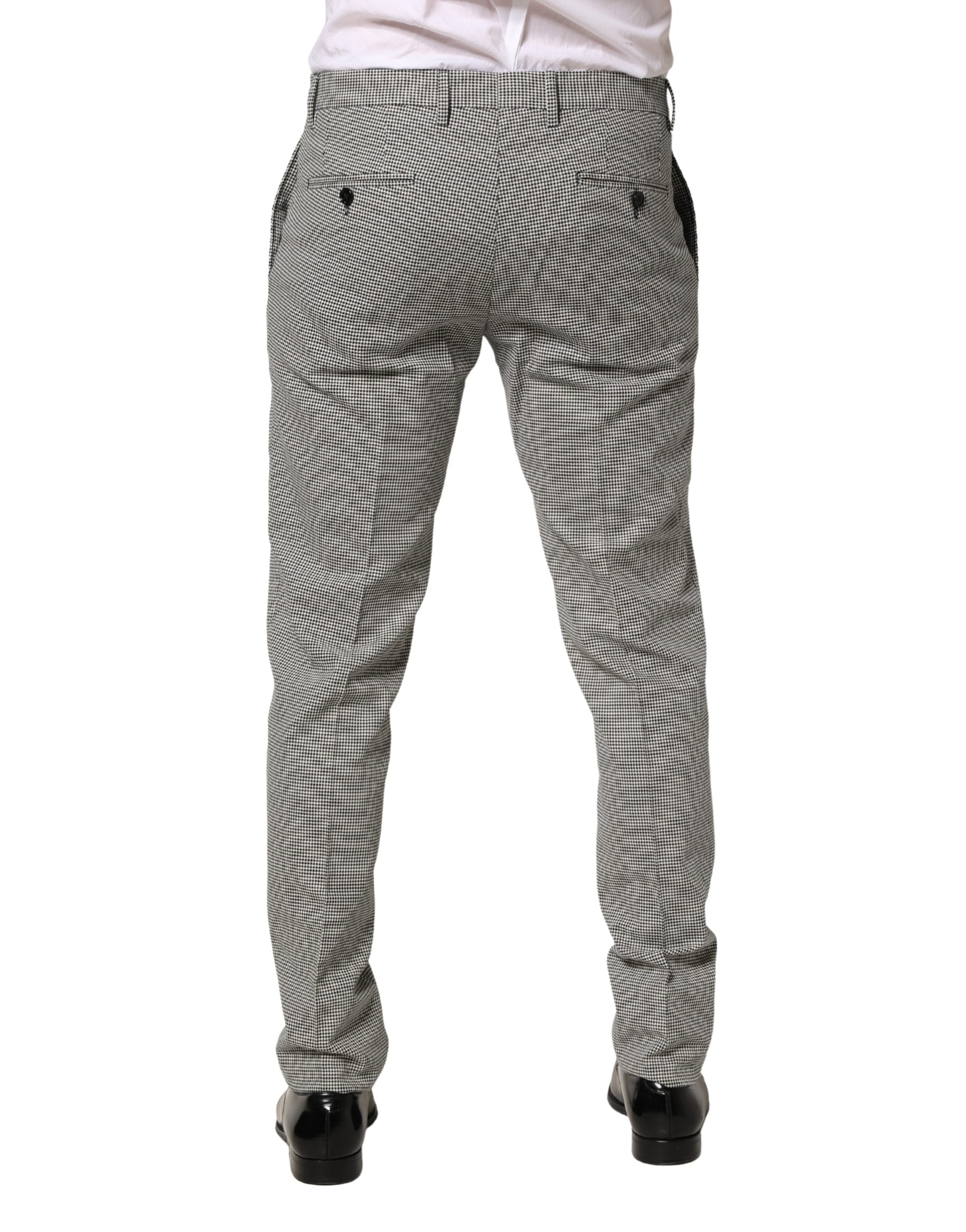 Gray Cotton Skinny Dress Formal Trouser Pants - ventzia
