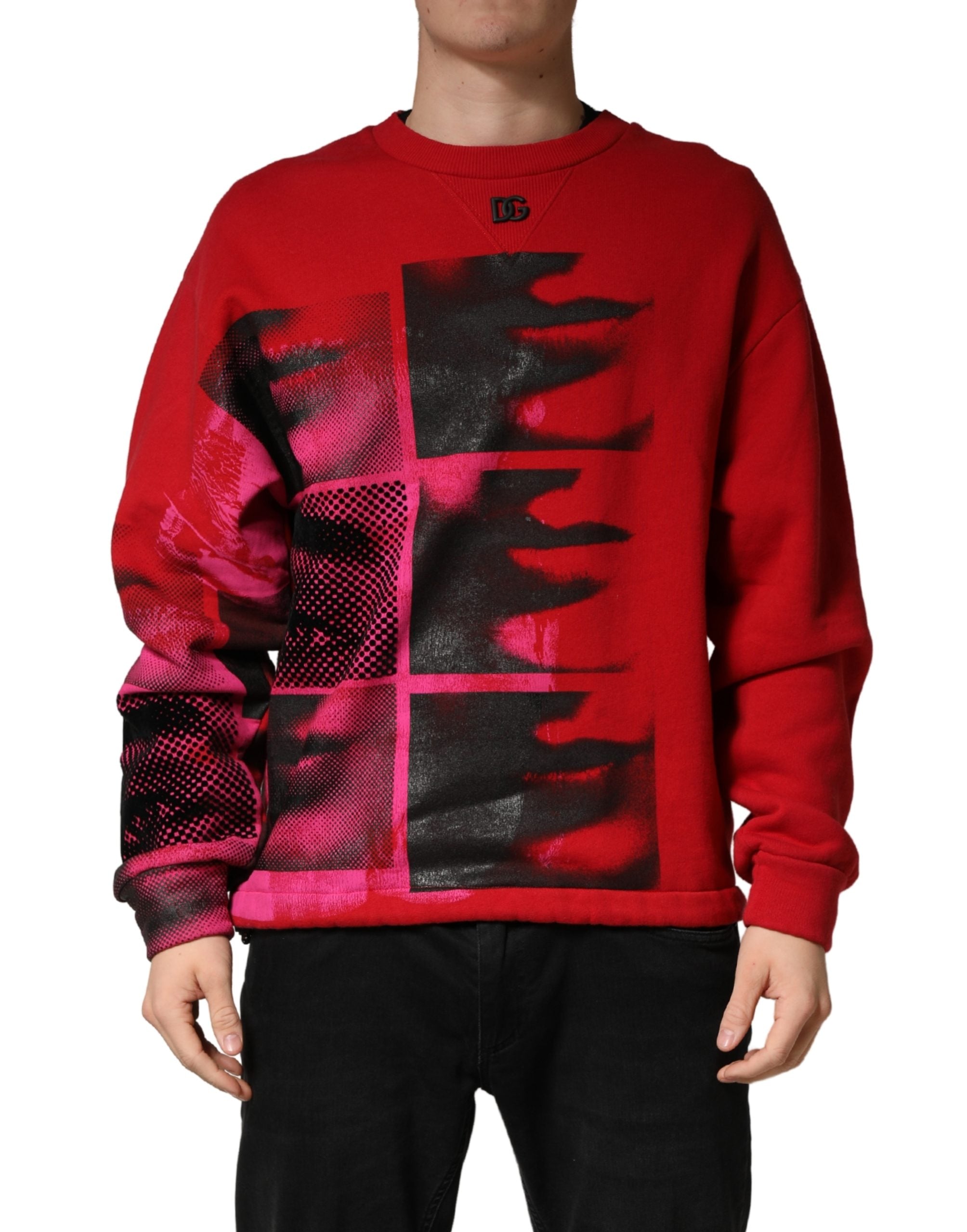 Red Graphic Crew Neck Men Sweatshirt Sweater - ventzia