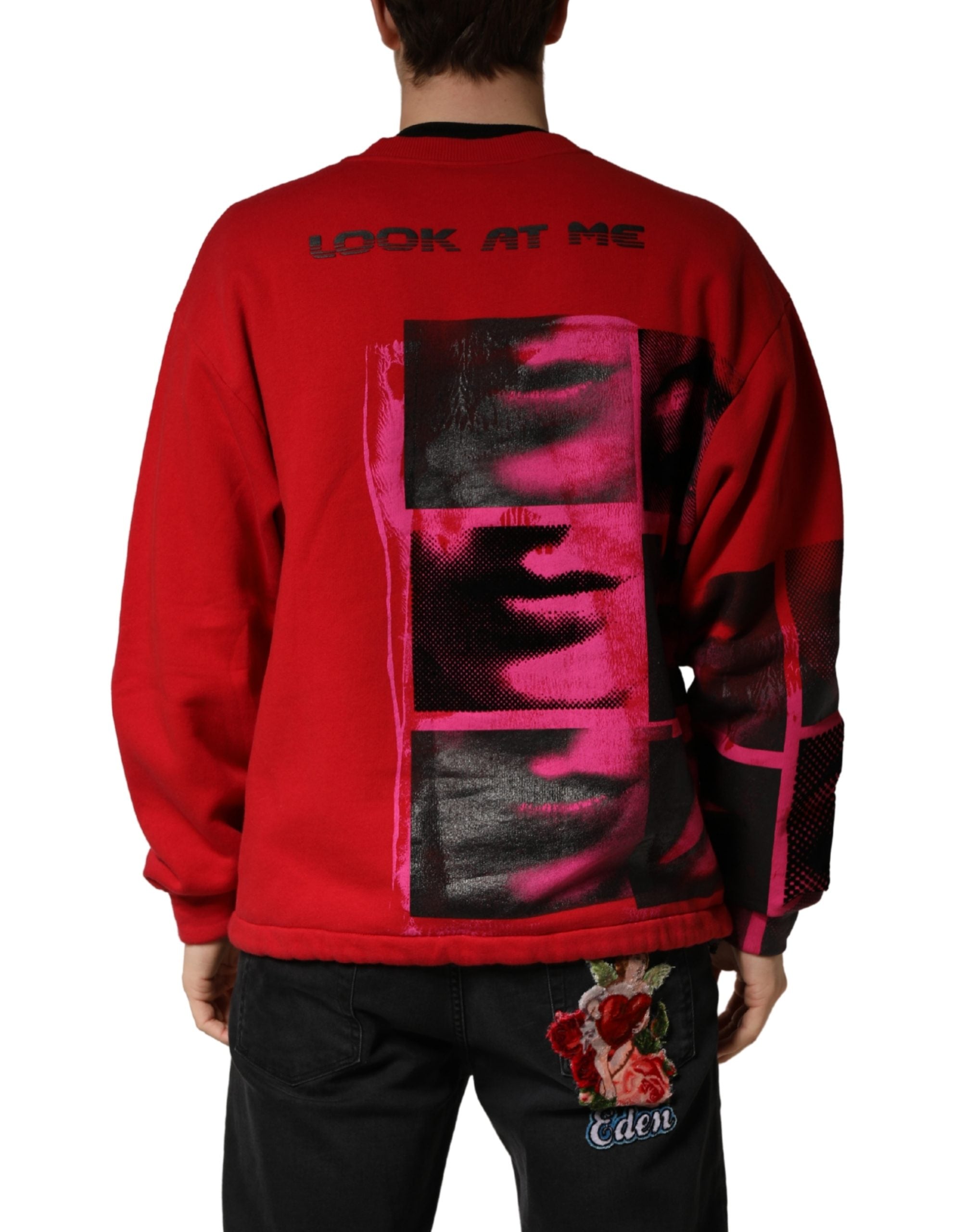 Red Graphic Crew Neck Men Sweatshirt Sweater - ventzia