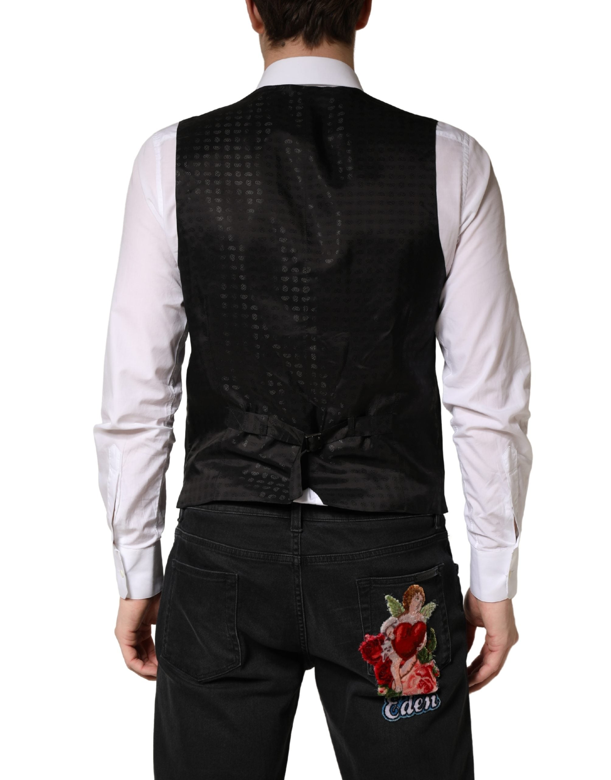 Black Wool Dress Men Formal Waistcoat Vest - ventzia