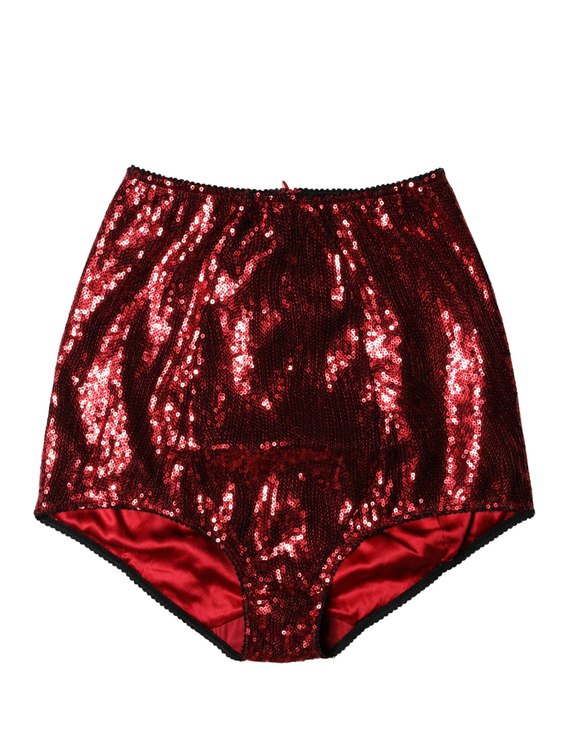 Red Sequin Embellished High Waist Girdle Underwear - ventzia
