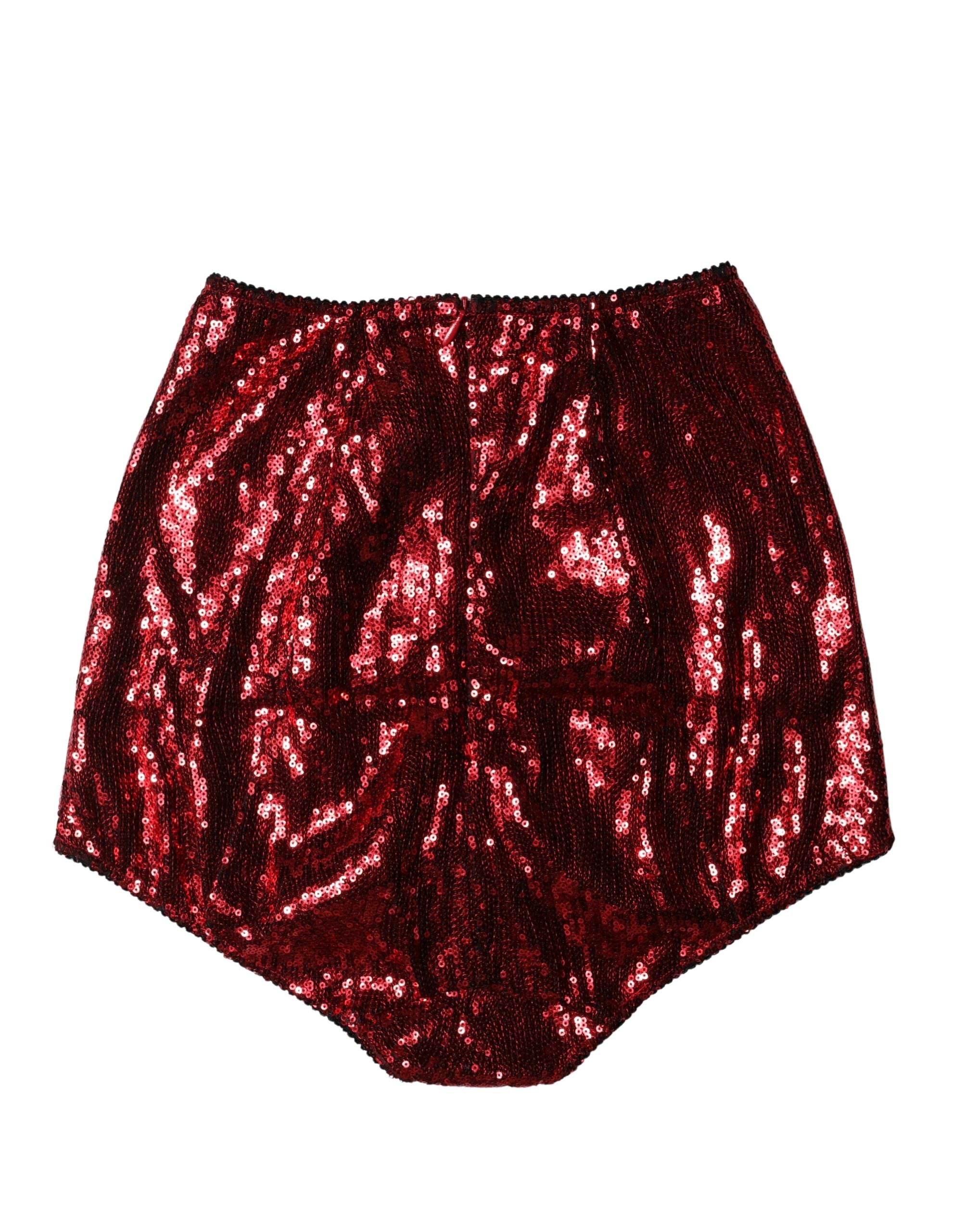 Red Sequin Embellished High Waist Girdle Underwear - ventzia