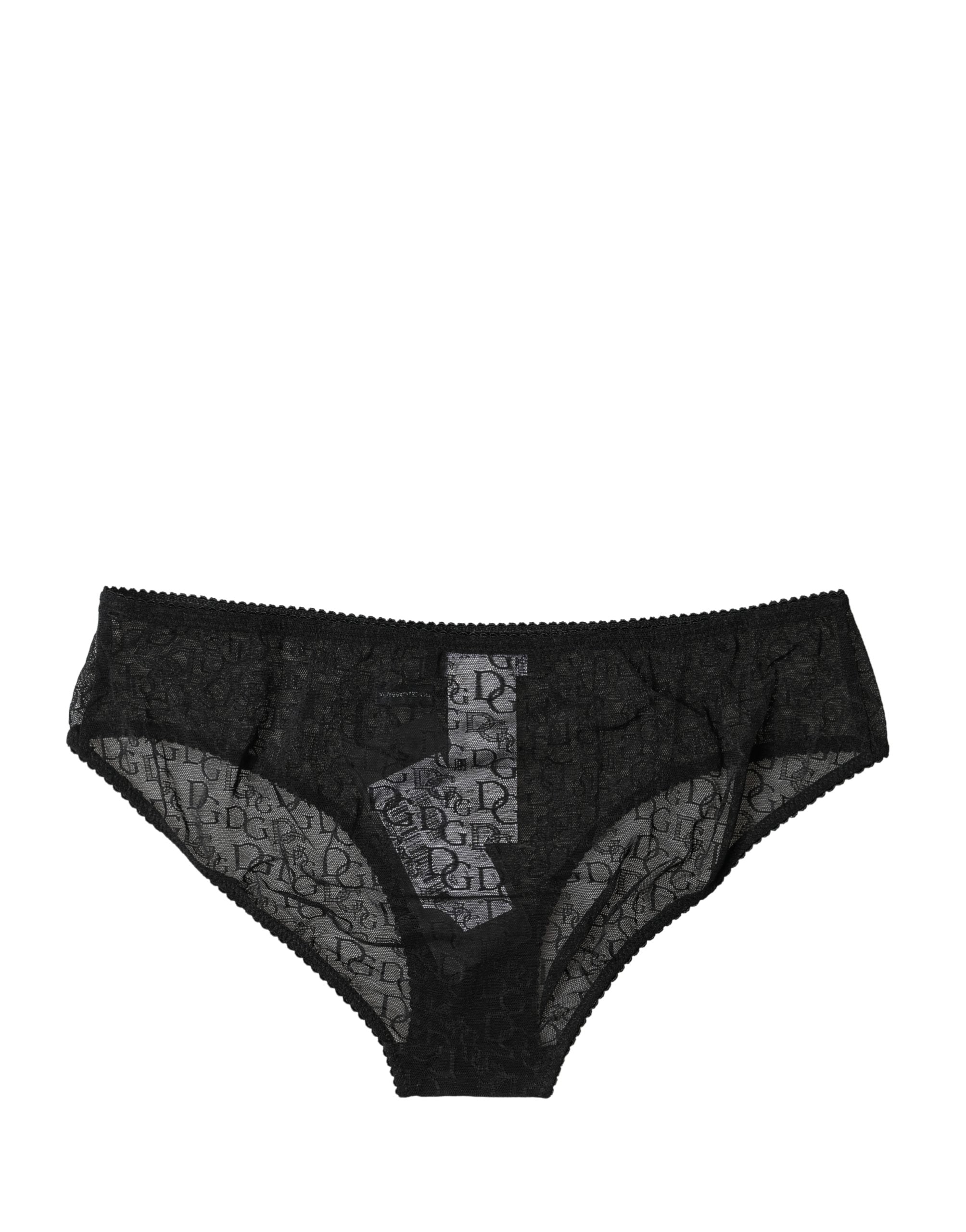 Black Nylon Stretch Mid Waist Brief Underwear - ventzia