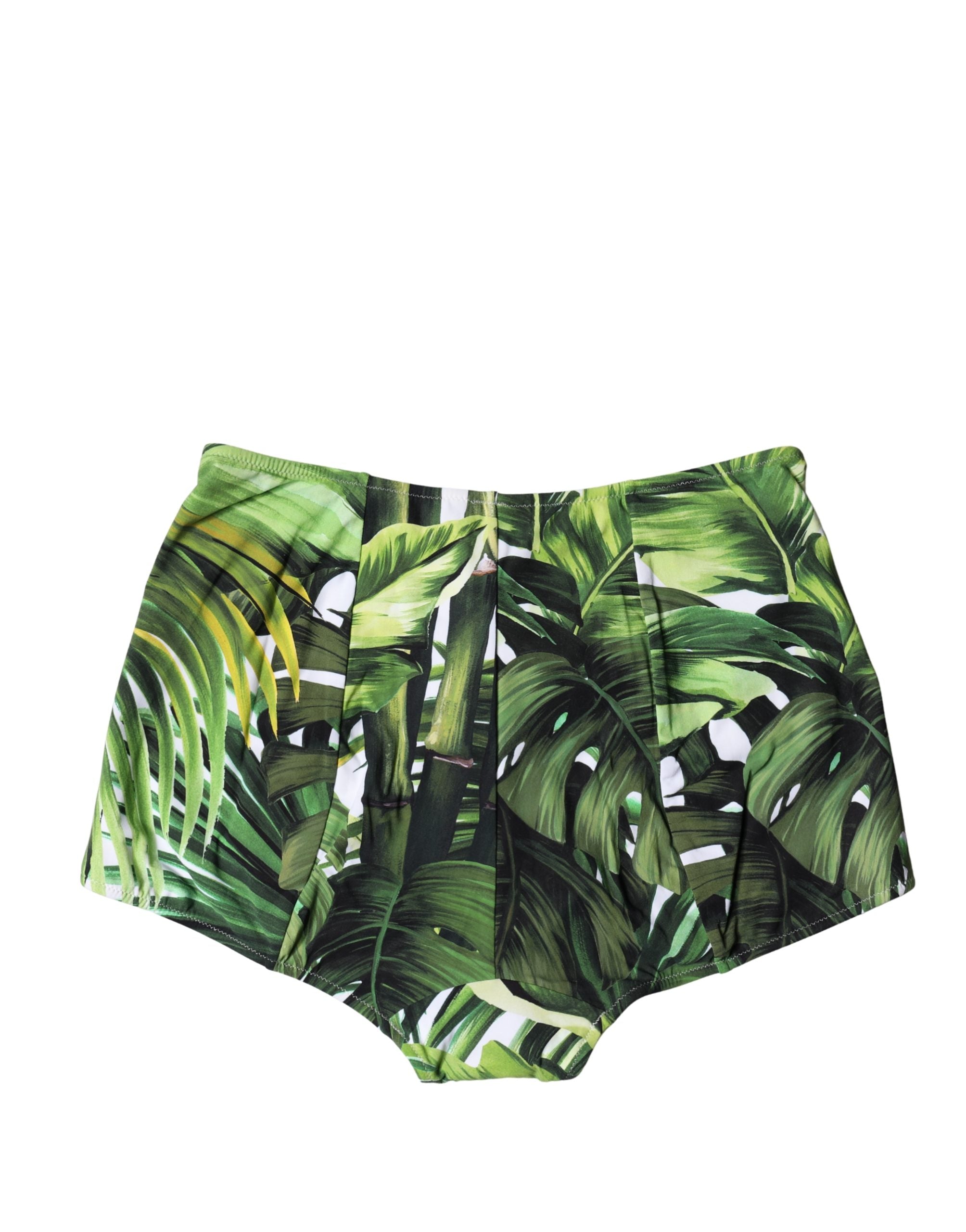Green Leaf Print High-Waisted Girdle Underwear - ventzia