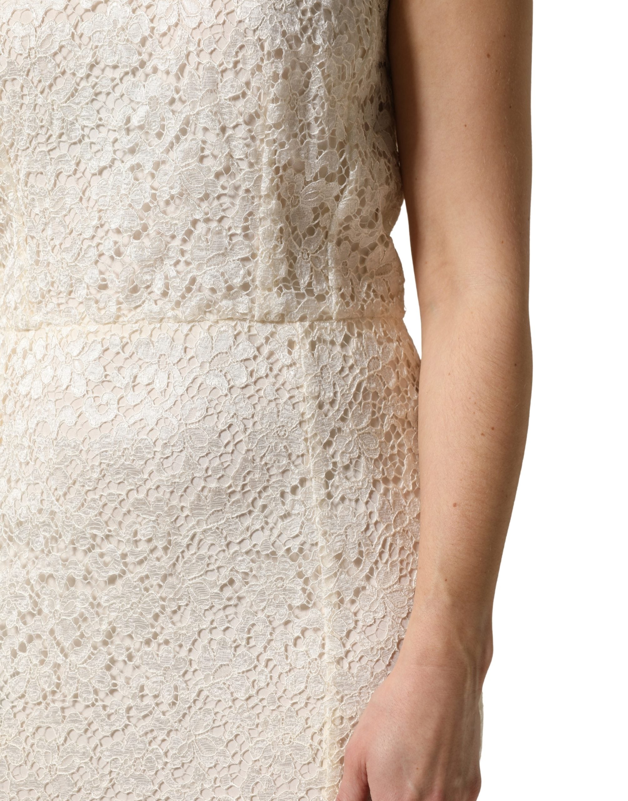 White Lace Viscose Sheath Long Gown Dress - ventzia