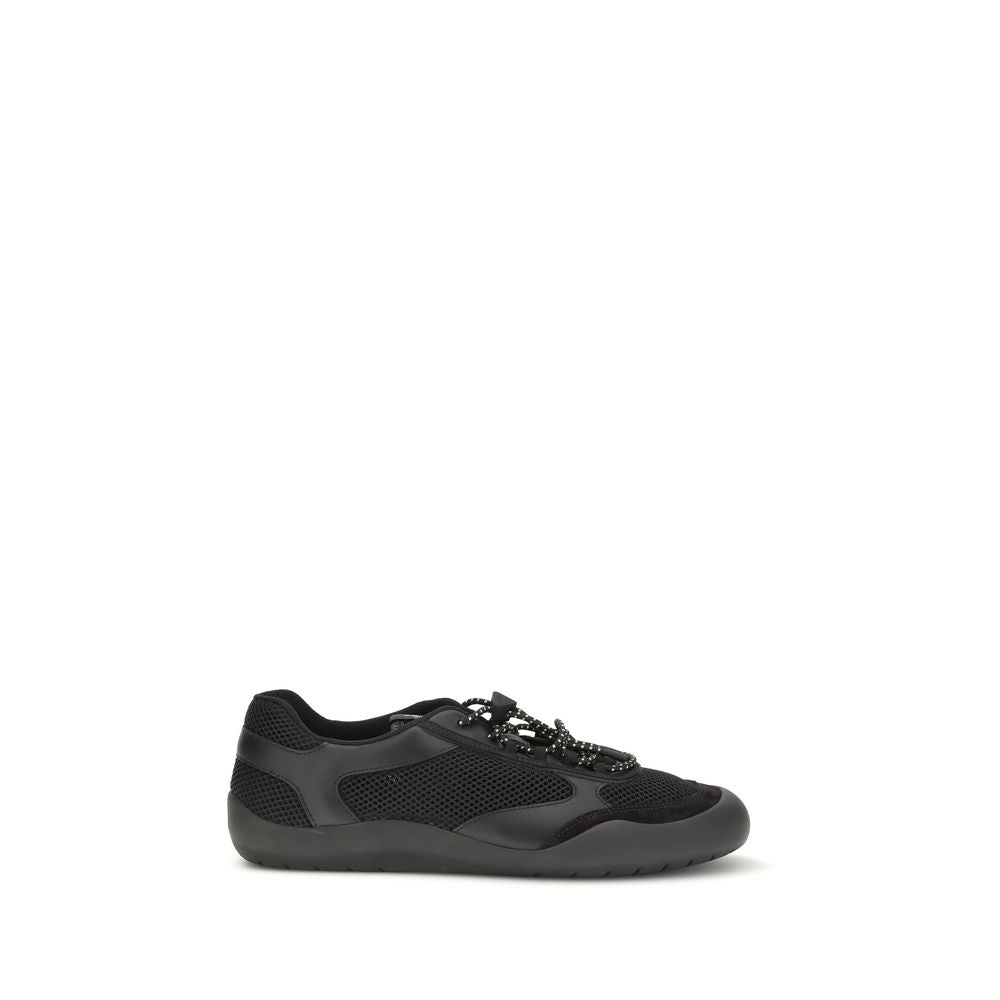 Black Polyester Athletic Sneakers