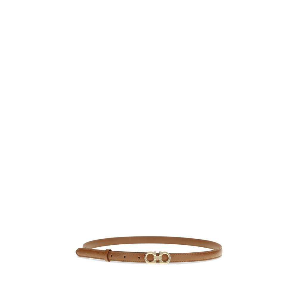 Beige Calf Leather Bos Taurus Thin Belt - ventzia