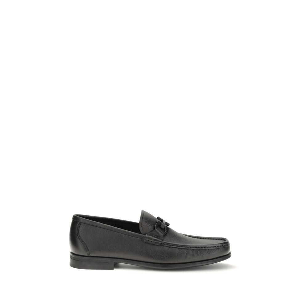 Black Calf Leather Bos Taurus Slip-On Loafers - ventzia