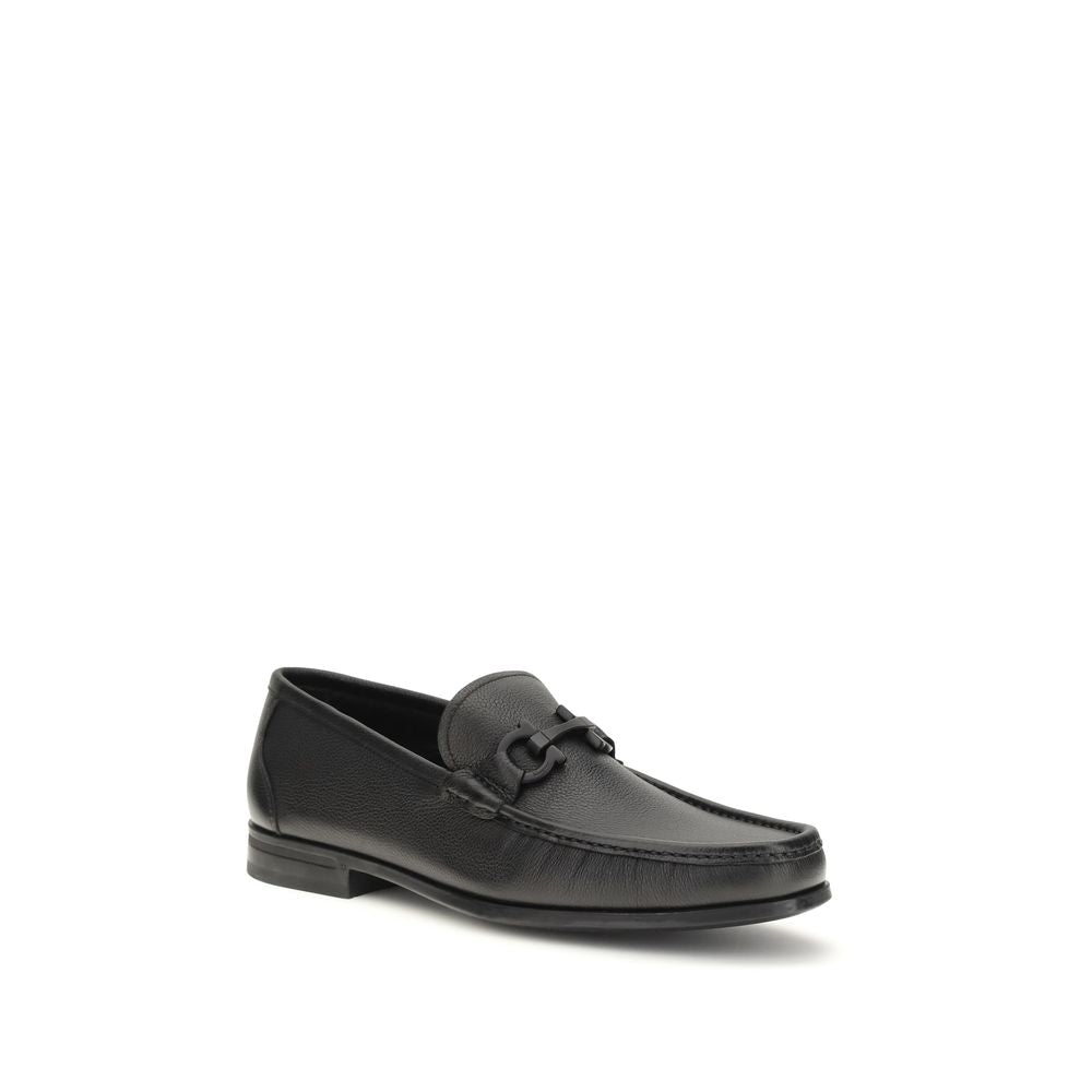 Black Calf Leather Bos Taurus Slip-On Loafers - ventzia