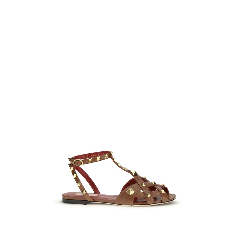 Brown Goatskin Strap-On Sandals - ventzia