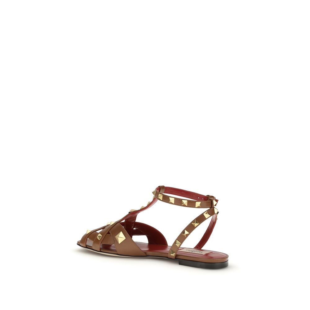 Brown Goatskin Strap-On Sandals - ventzia