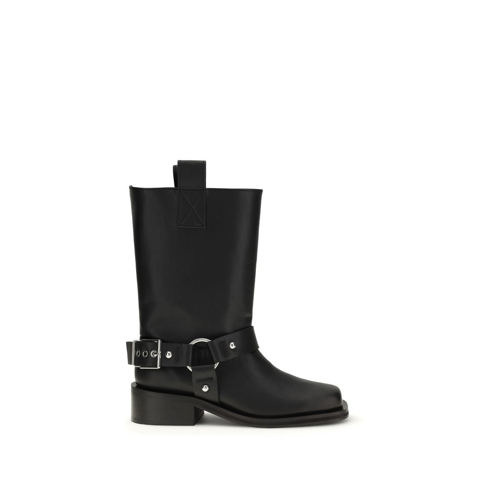 Black Calf Leather Bos Taurus Lace-Up Boots - ventzia