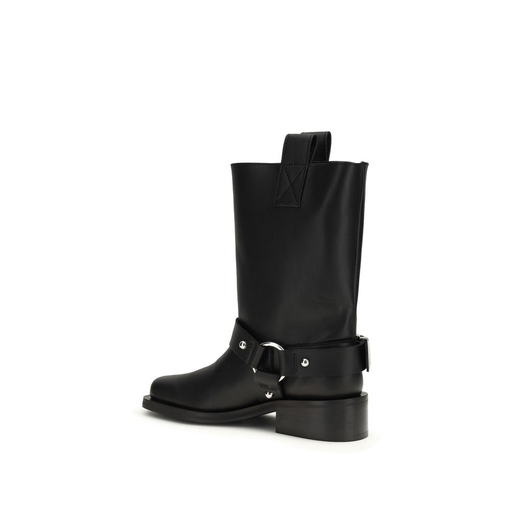 Black Calf Leather Bos Taurus Lace-Up Boots - ventzia