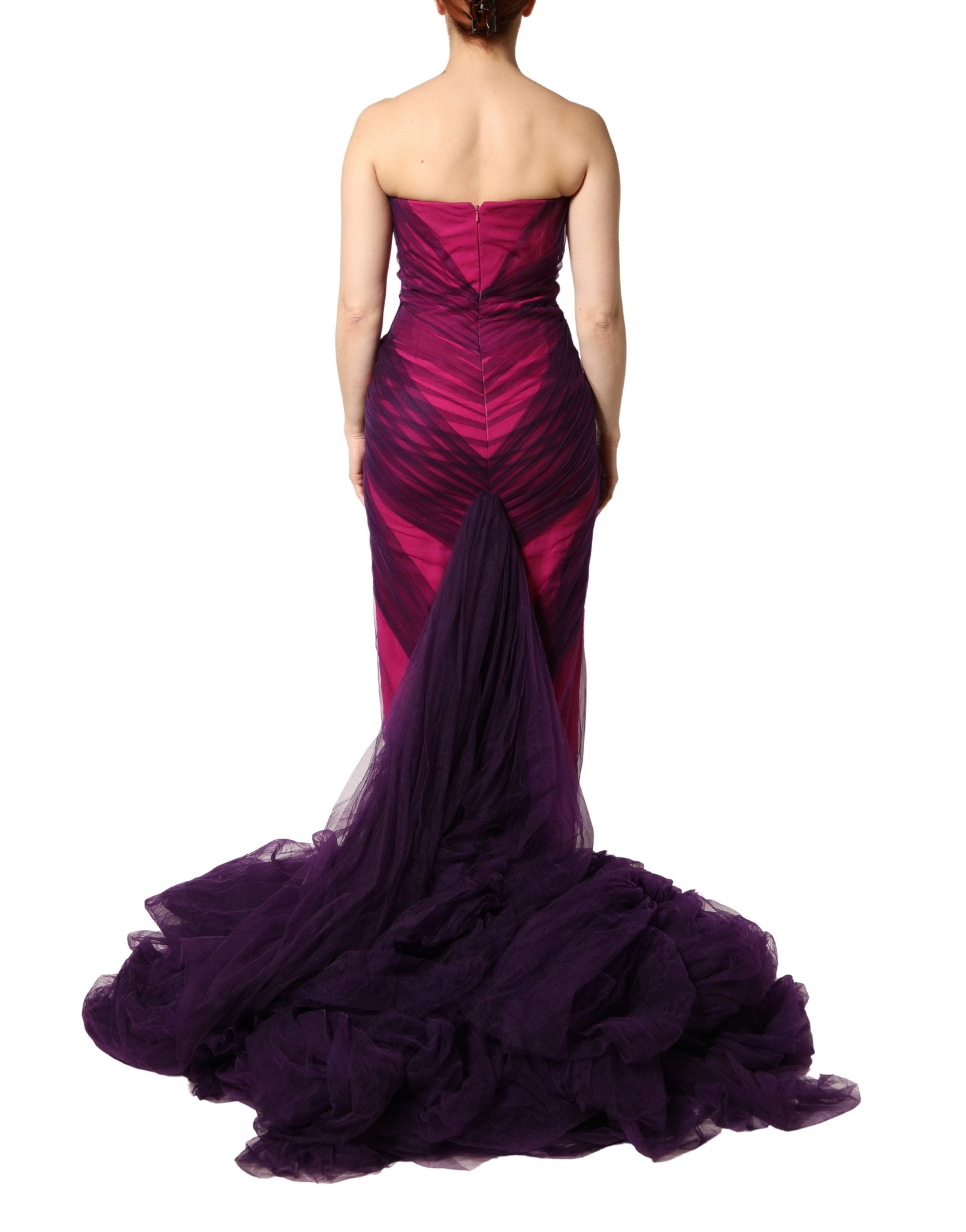 Pink Black Strapless Sheath Mermaid Dress - ventzia