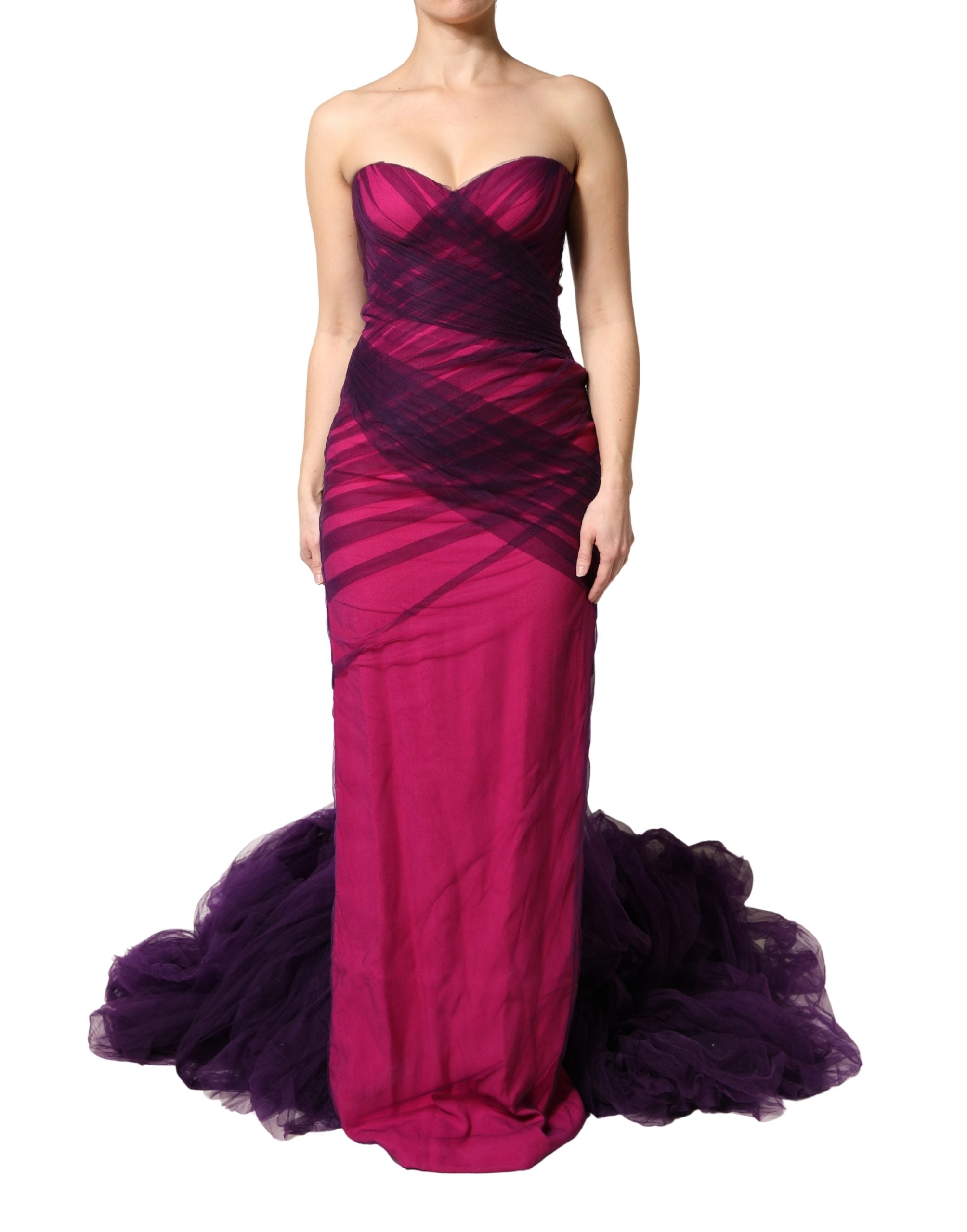 Pink Black Strapless Sheath Mermaid Dress - ventzia