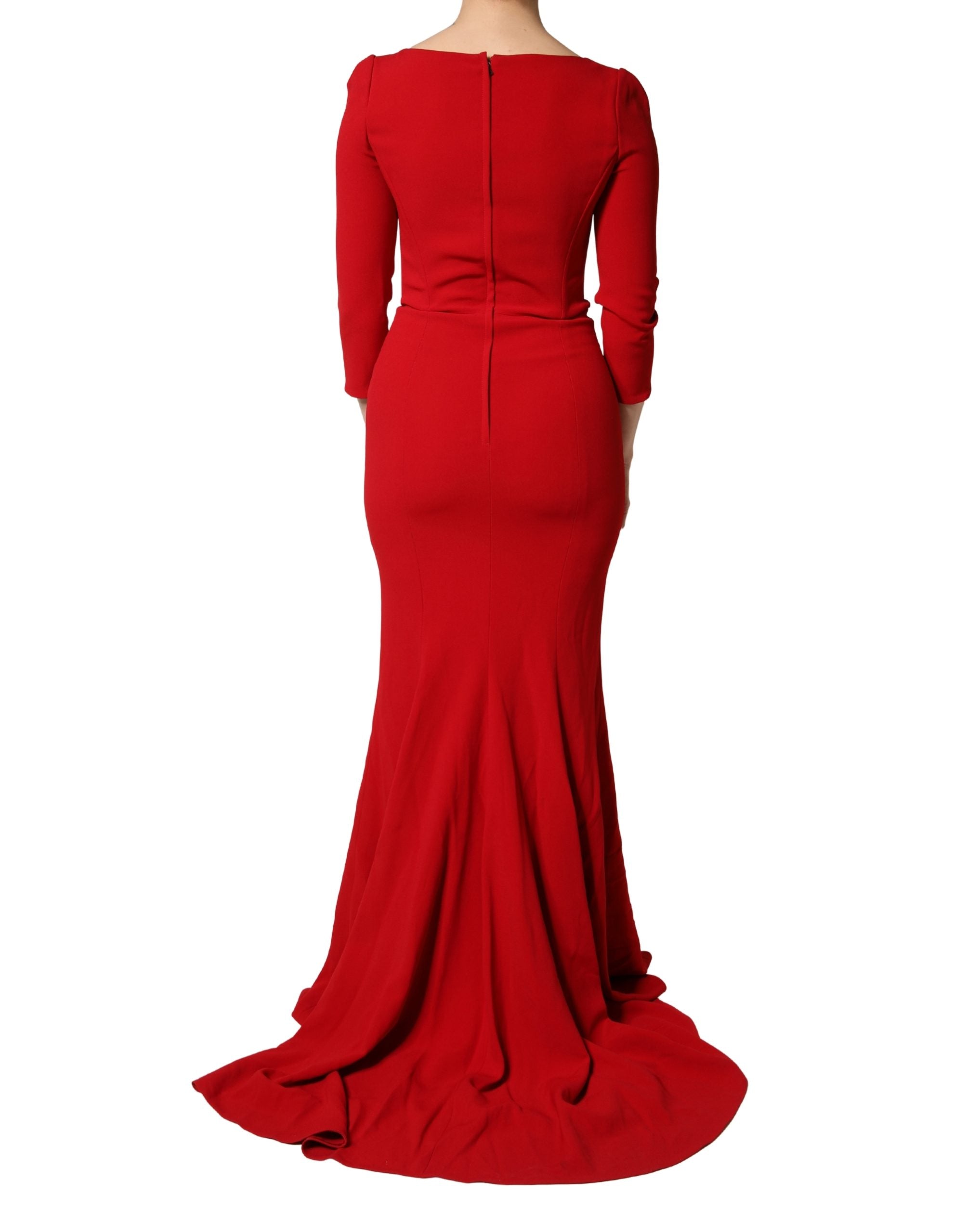 Red Viscose Sheath Bodycon Mermaid Dress - ventzia