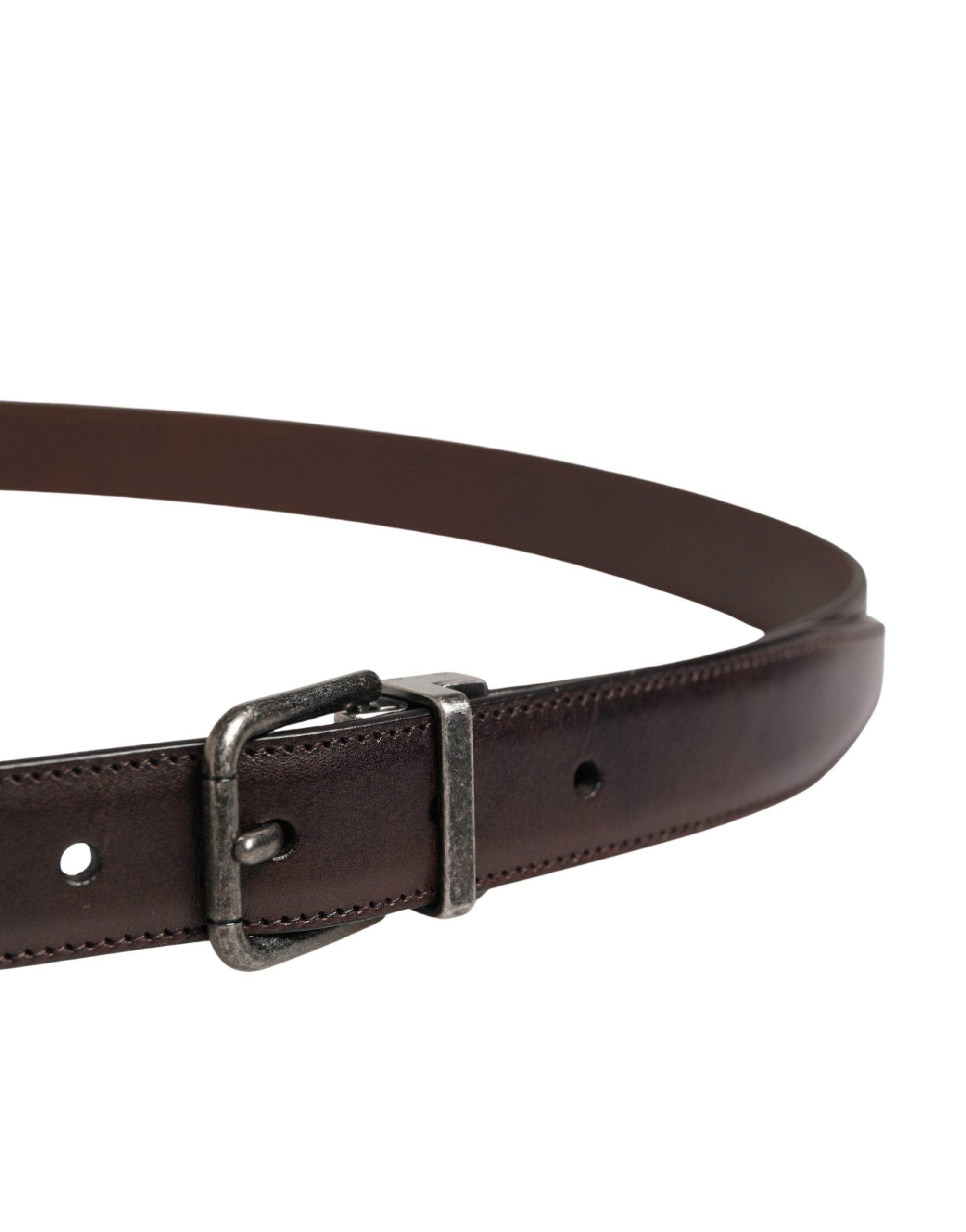 Men Brown Classic Leather Metal Buckle Belt - ventzia