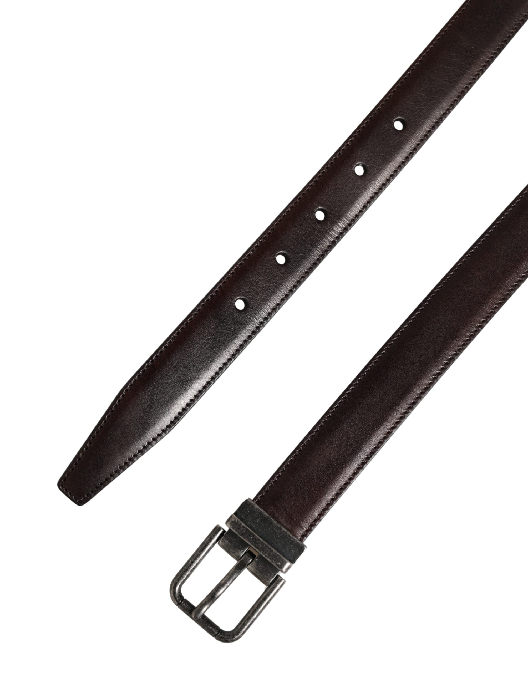 Men Brown Classic Leather Metal Buckle Belt - ventzia