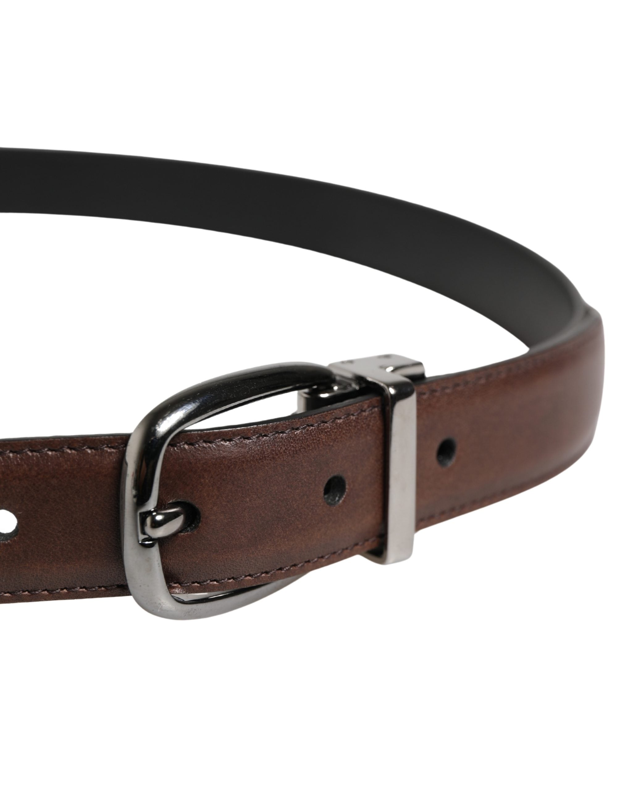 Men Brown Classic Leather Metal Buckle Belt - ventzia