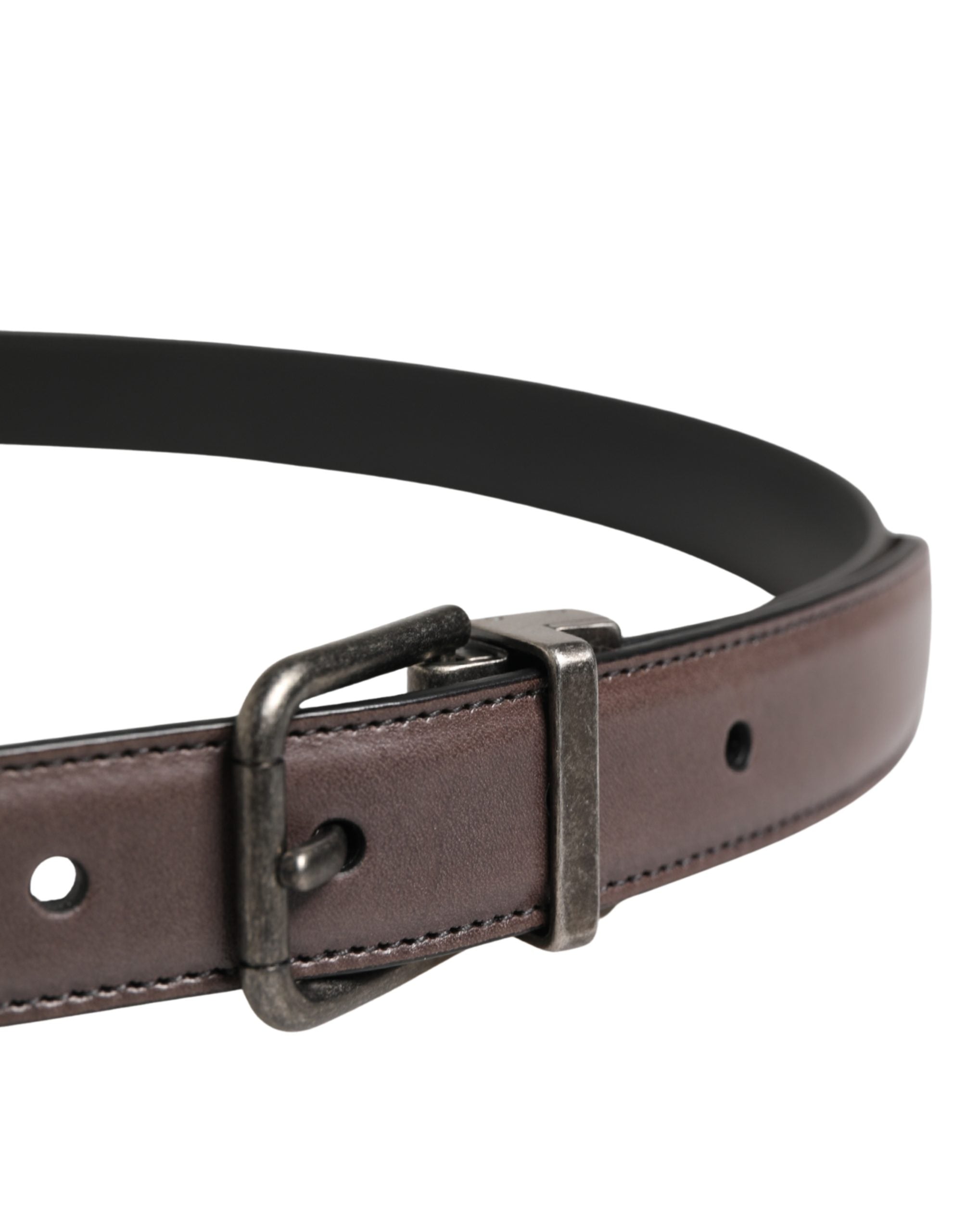 Men Brown Classic Leather Metal Buckle Belt - ventzia