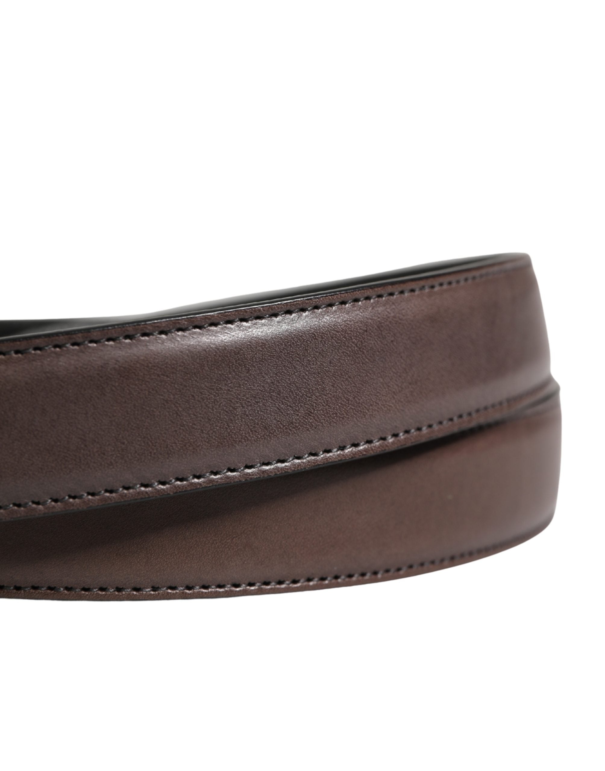 Men Brown Classic Leather Metal Buckle Belt - ventzia