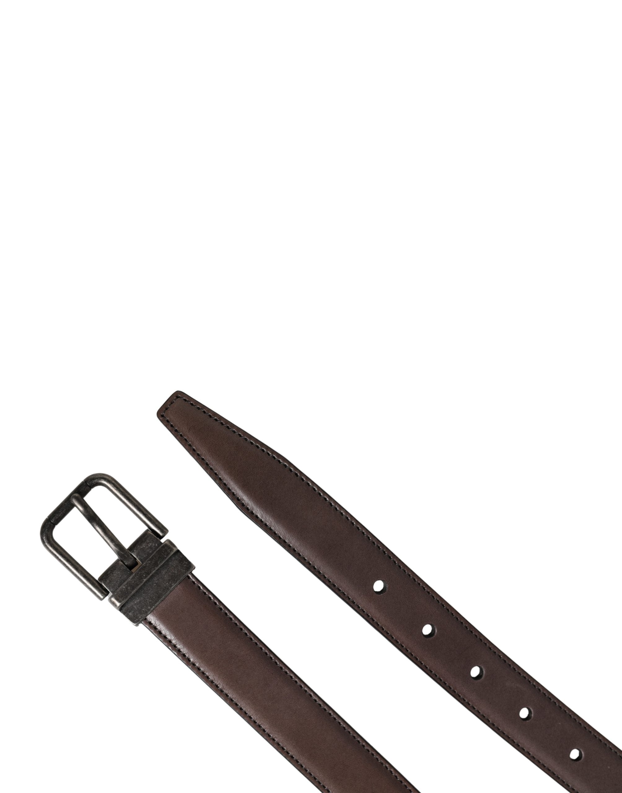 Men Brown Classic Leather Metal Buckle Belt - ventzia