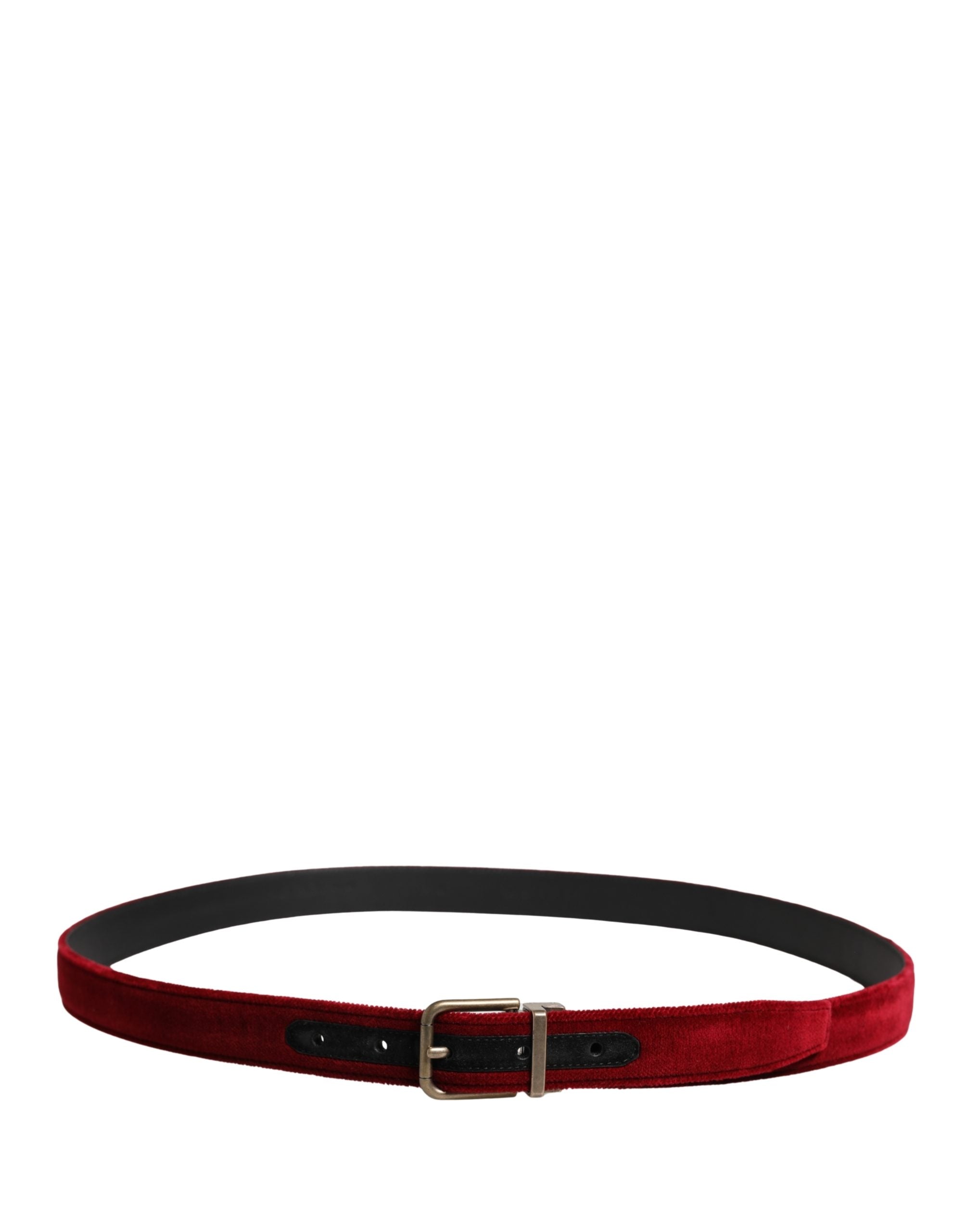 Men Burgundy Velvet Cotton Metal Buckle Belt - ventzia