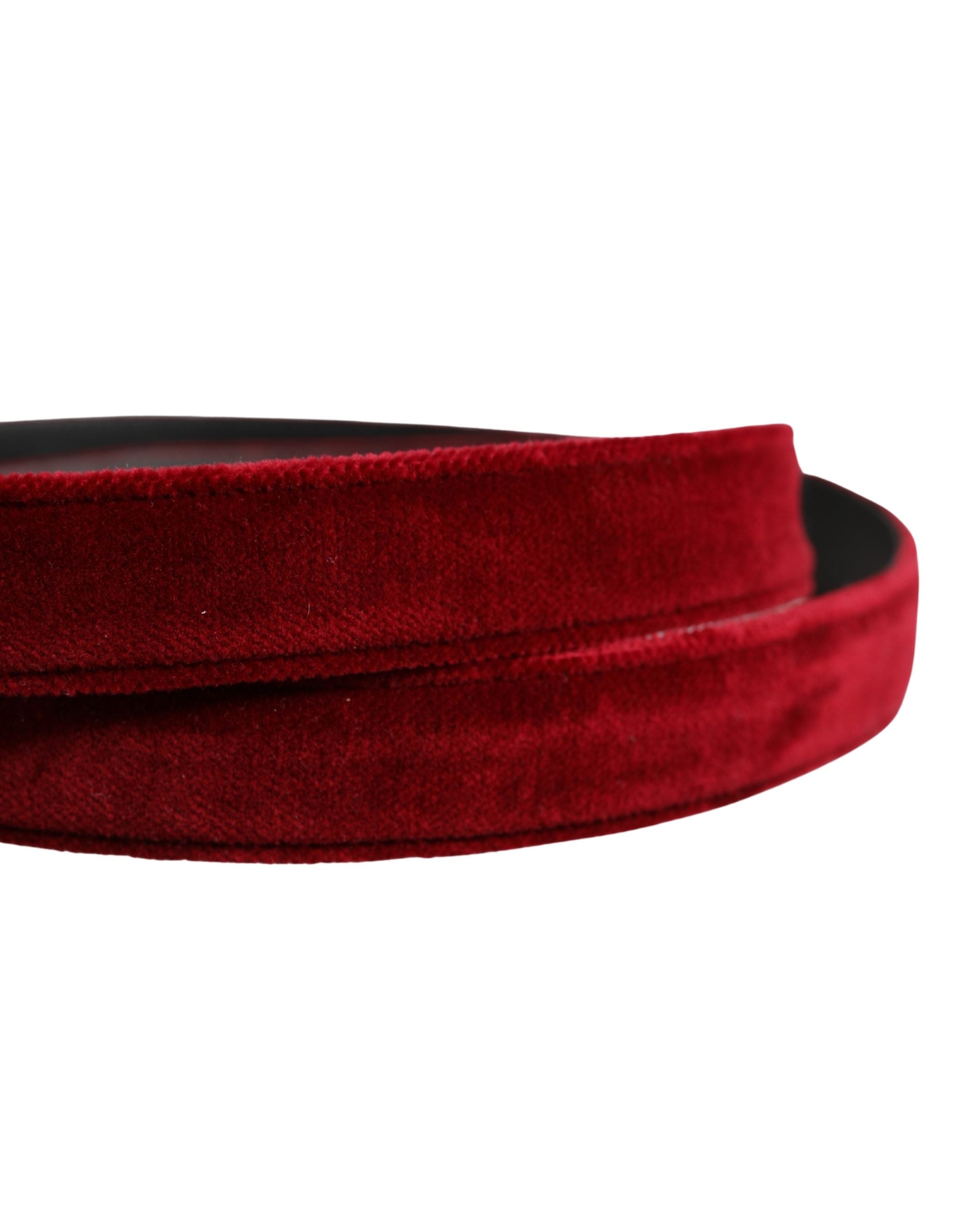 Men Burgundy Velvet Cotton Metal Buckle Belt - ventzia
