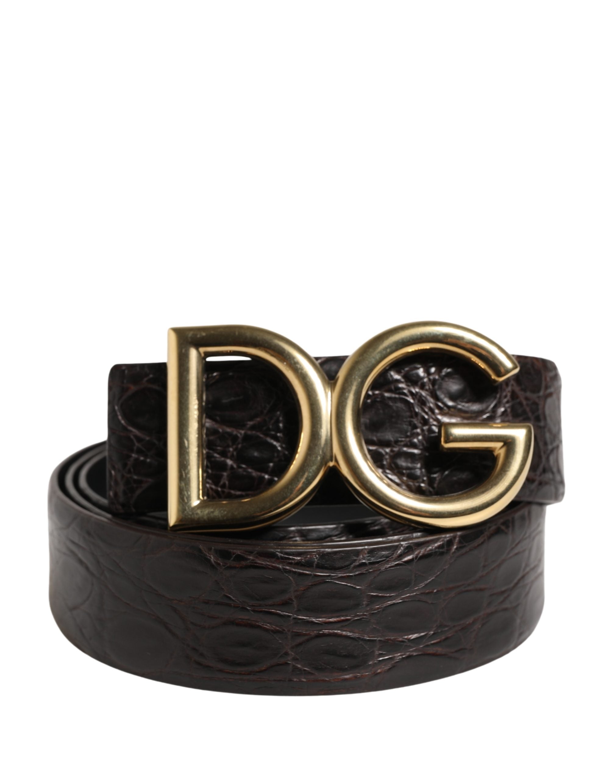 Men Black Exotic Leather Logo Buckle Belt - ventzia