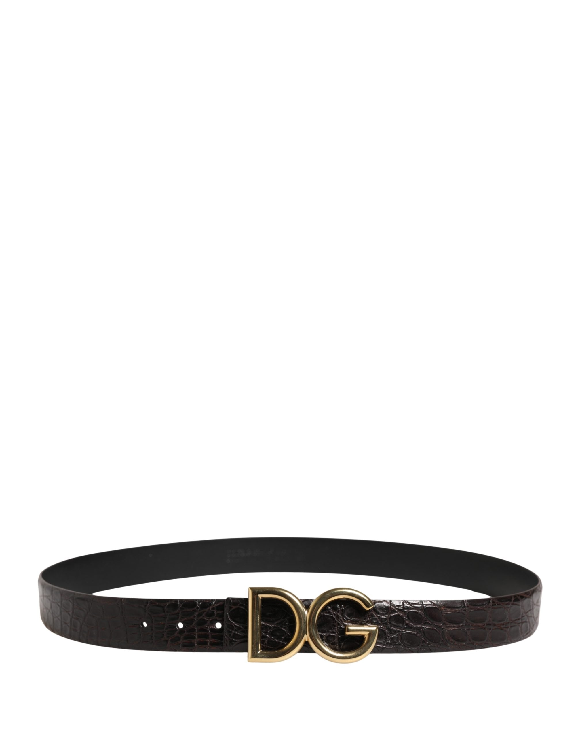 Men Black Exotic Leather Logo Buckle Belt - ventzia