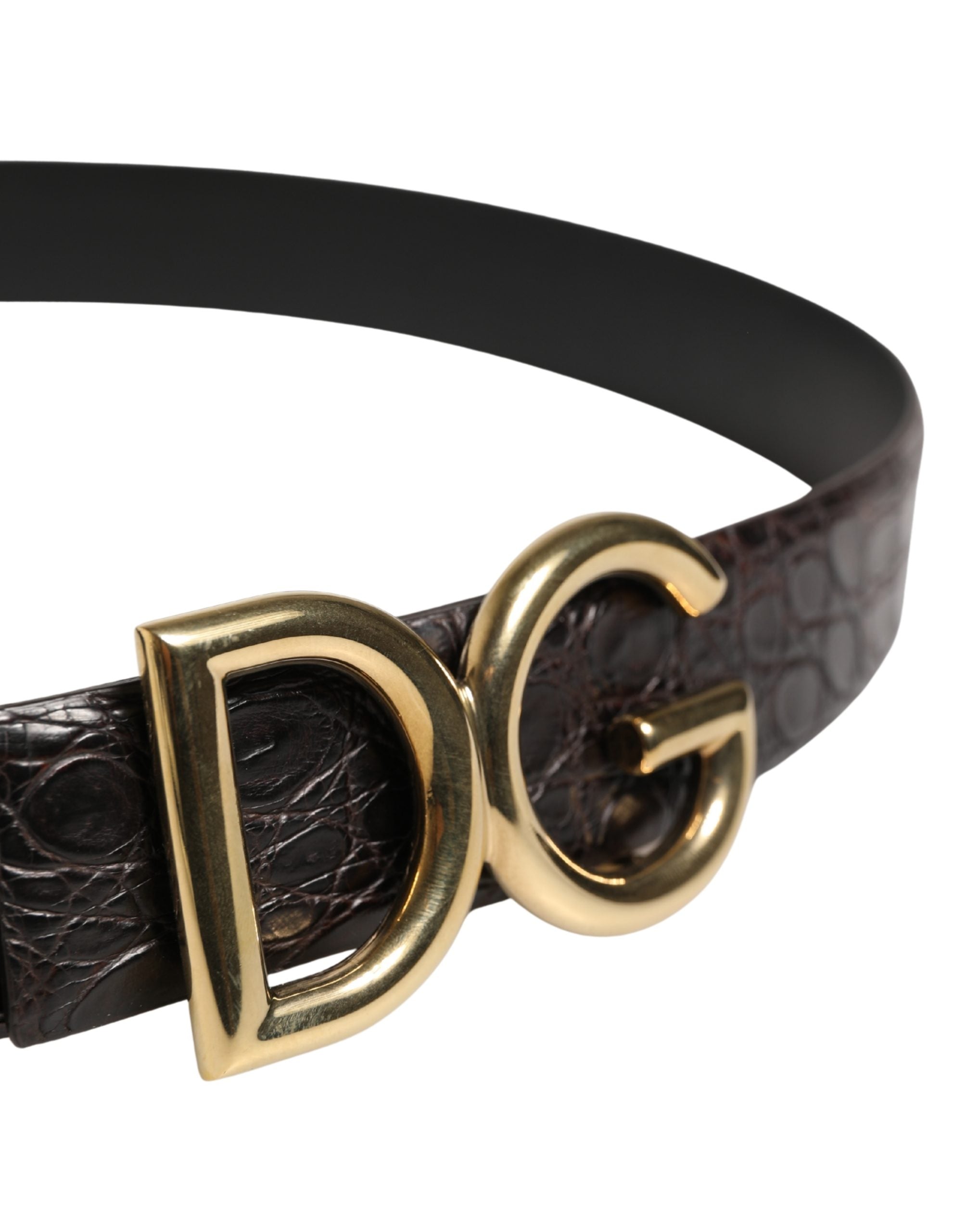 Men Black Exotic Leather Logo Buckle Belt - ventzia