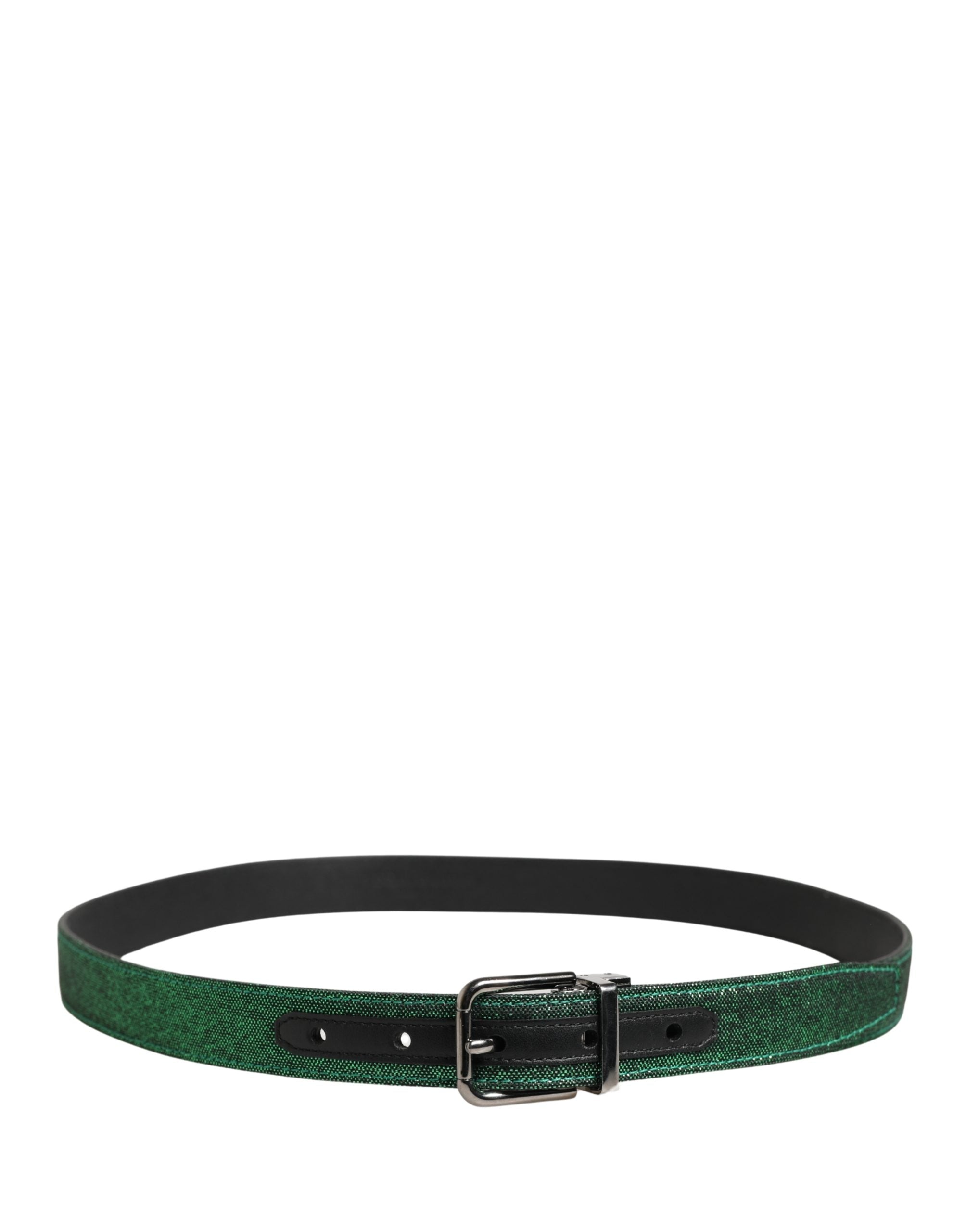 Men Green Lurex Polyester Metal Buckle Belt - ventzia