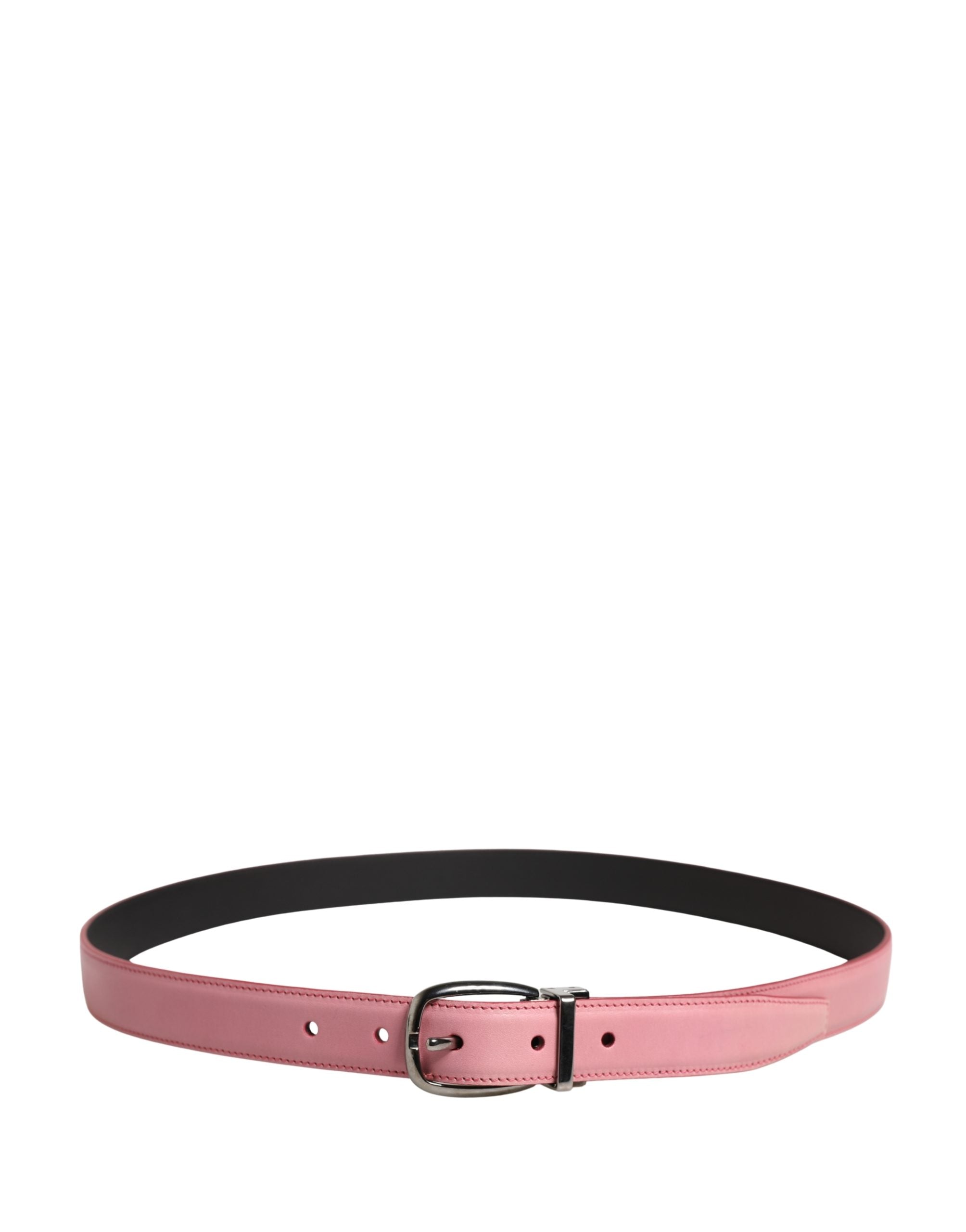 Men Pink Classic Leather Metal Buckle Belt - ventzia