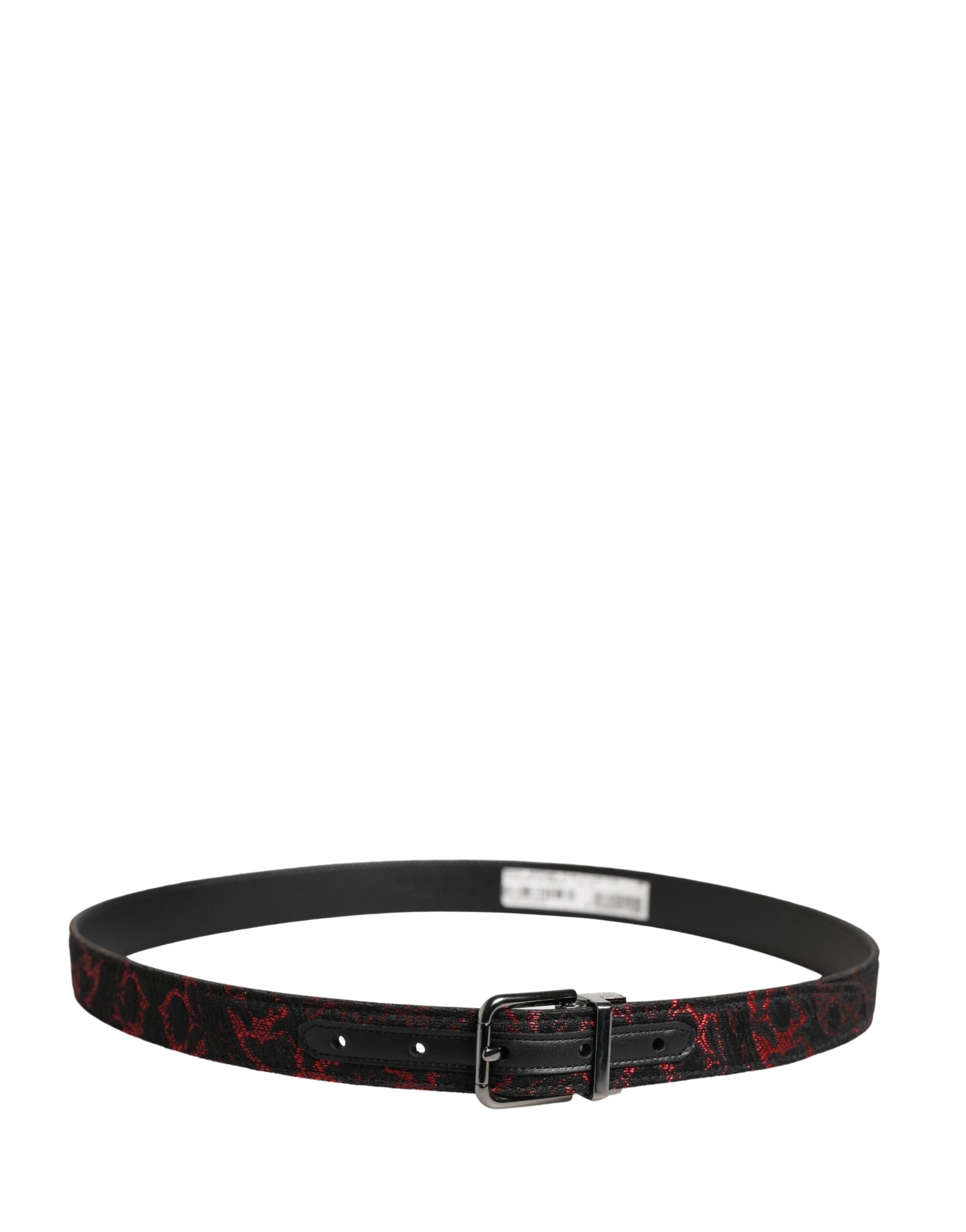 Black Red Polyester Silver Metal Buckle Belt - ventzia