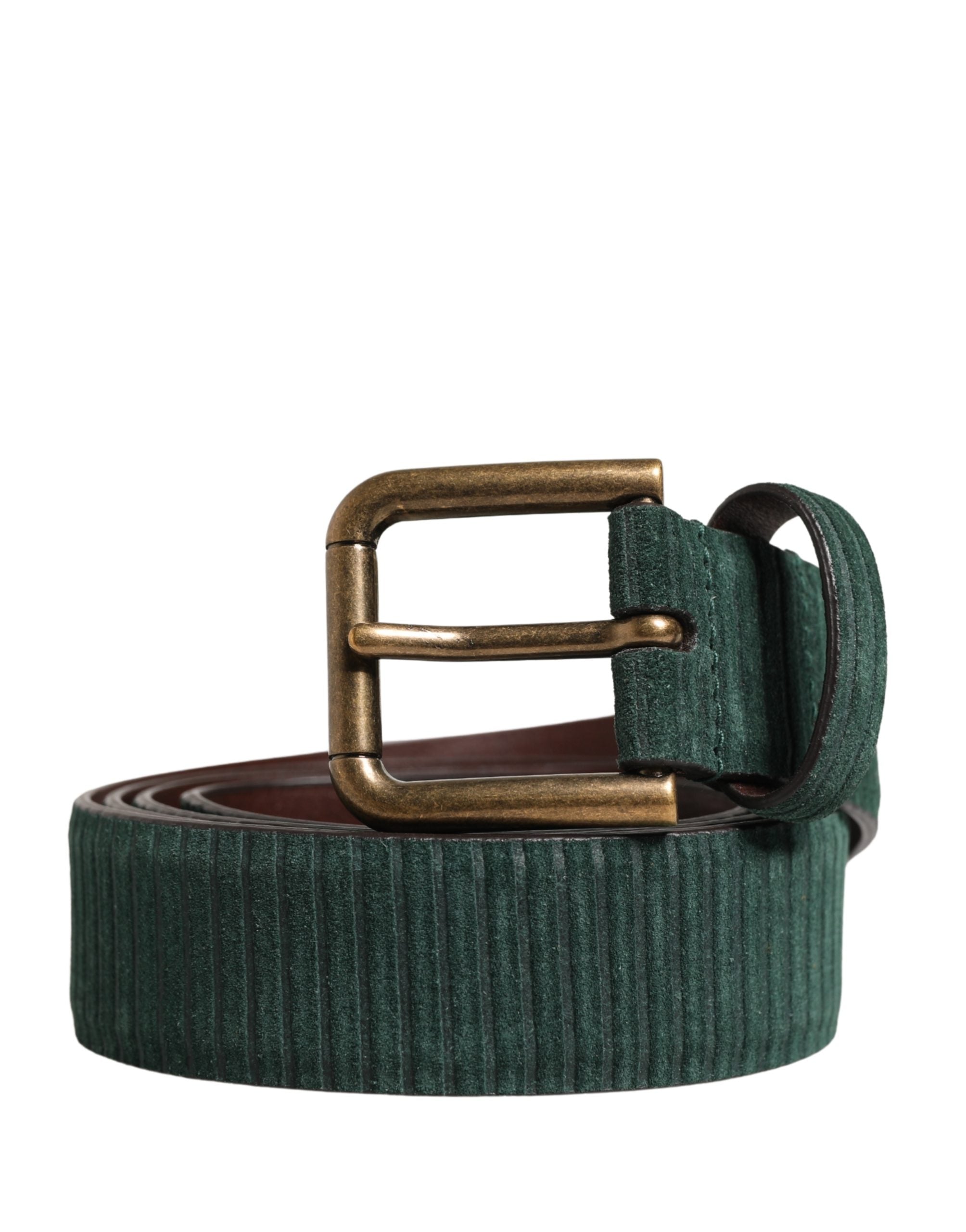 Men Green Velvet Leather Metal Buckle Belt - ventzia
