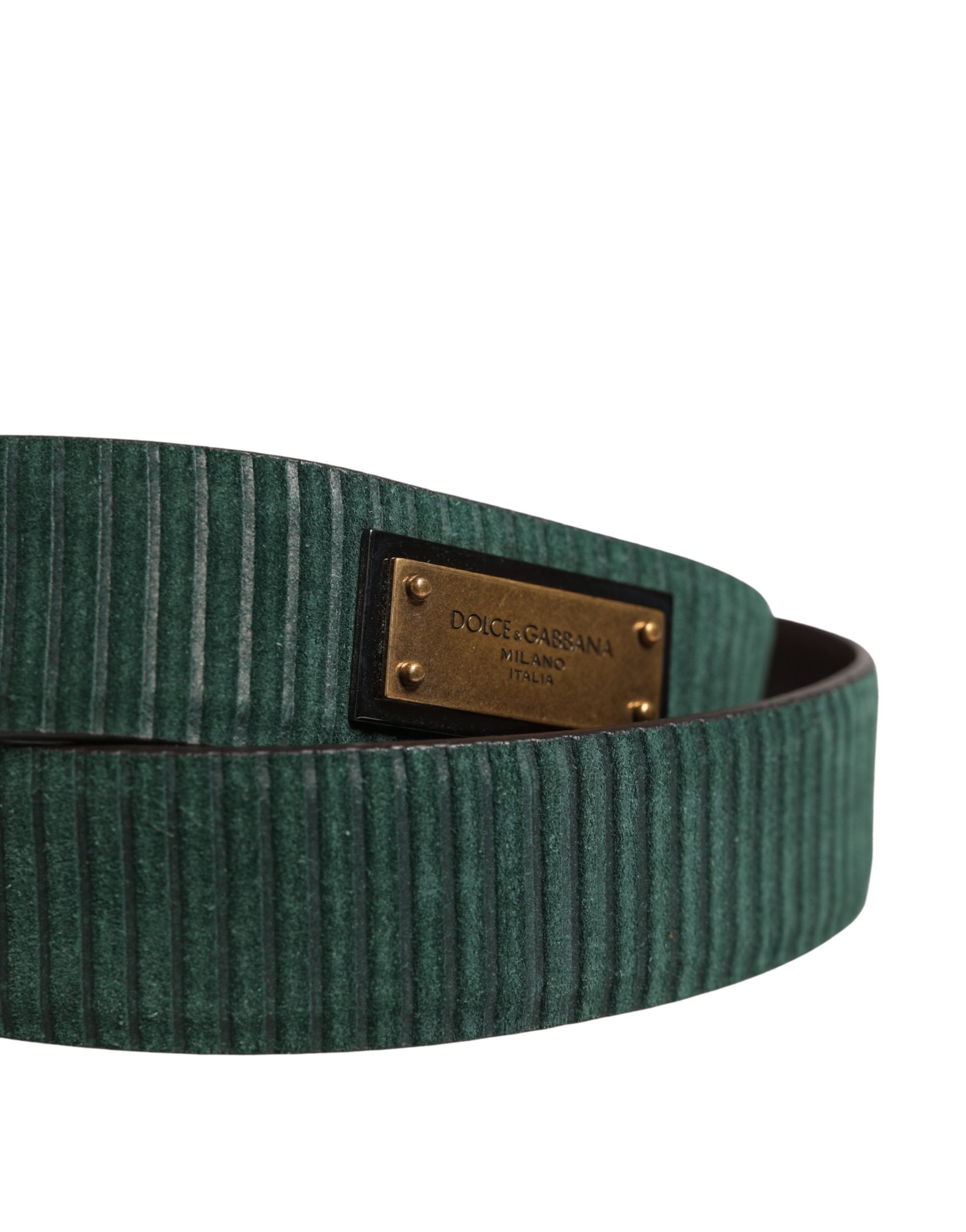 Men Green Velvet Leather Metal Buckle Belt - ventzia