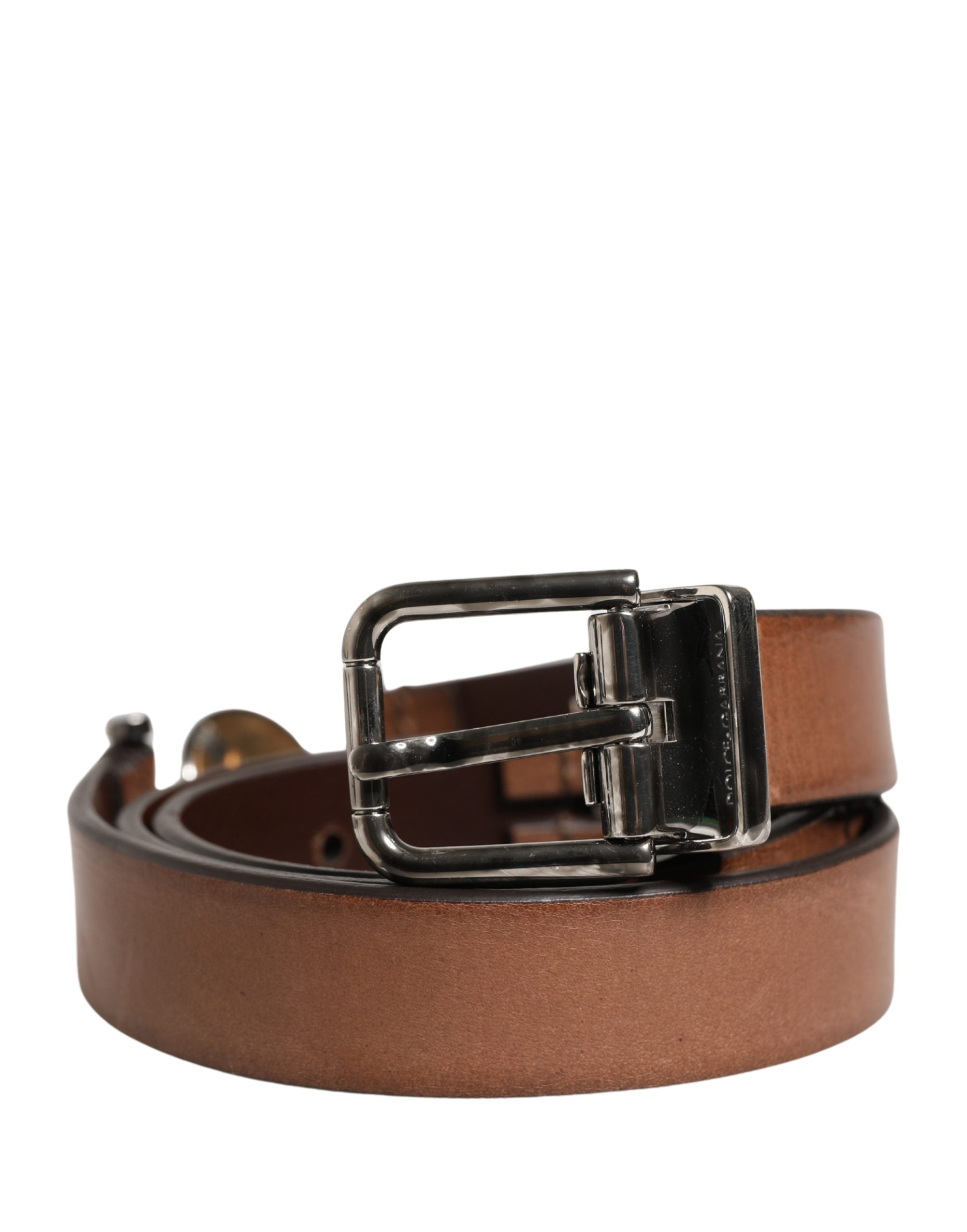 Men Brown Classic Leather Metal Buckle Belt - ventzia