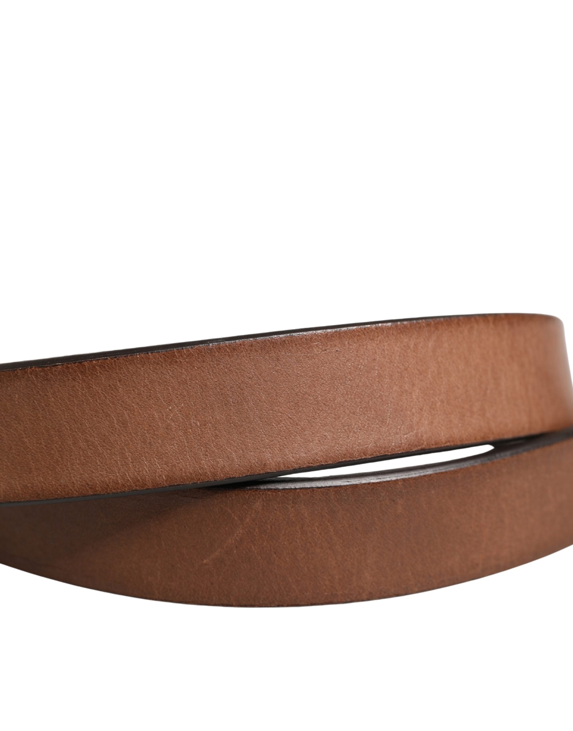 Men Brown Classic Leather Metal Buckle Belt - ventzia