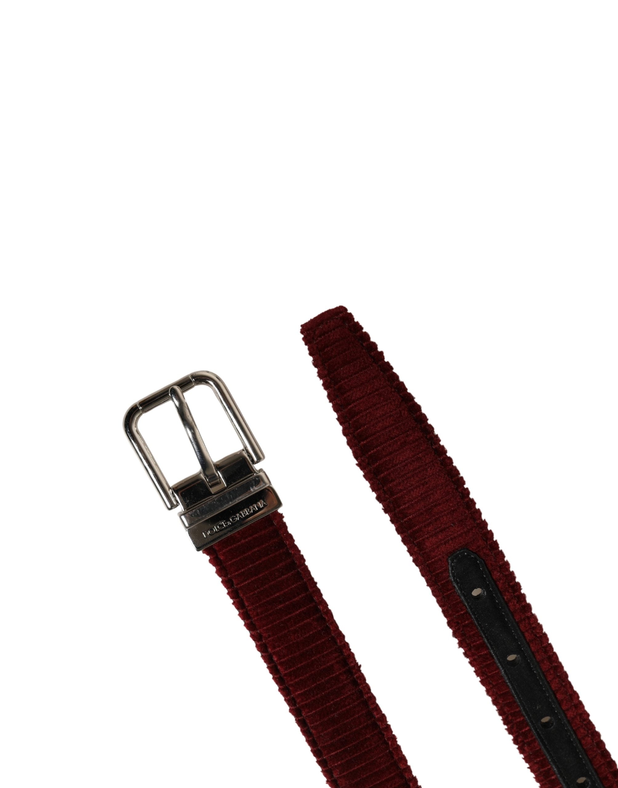Men Red Velvet Leather Metal Buckle Belt - ventzia